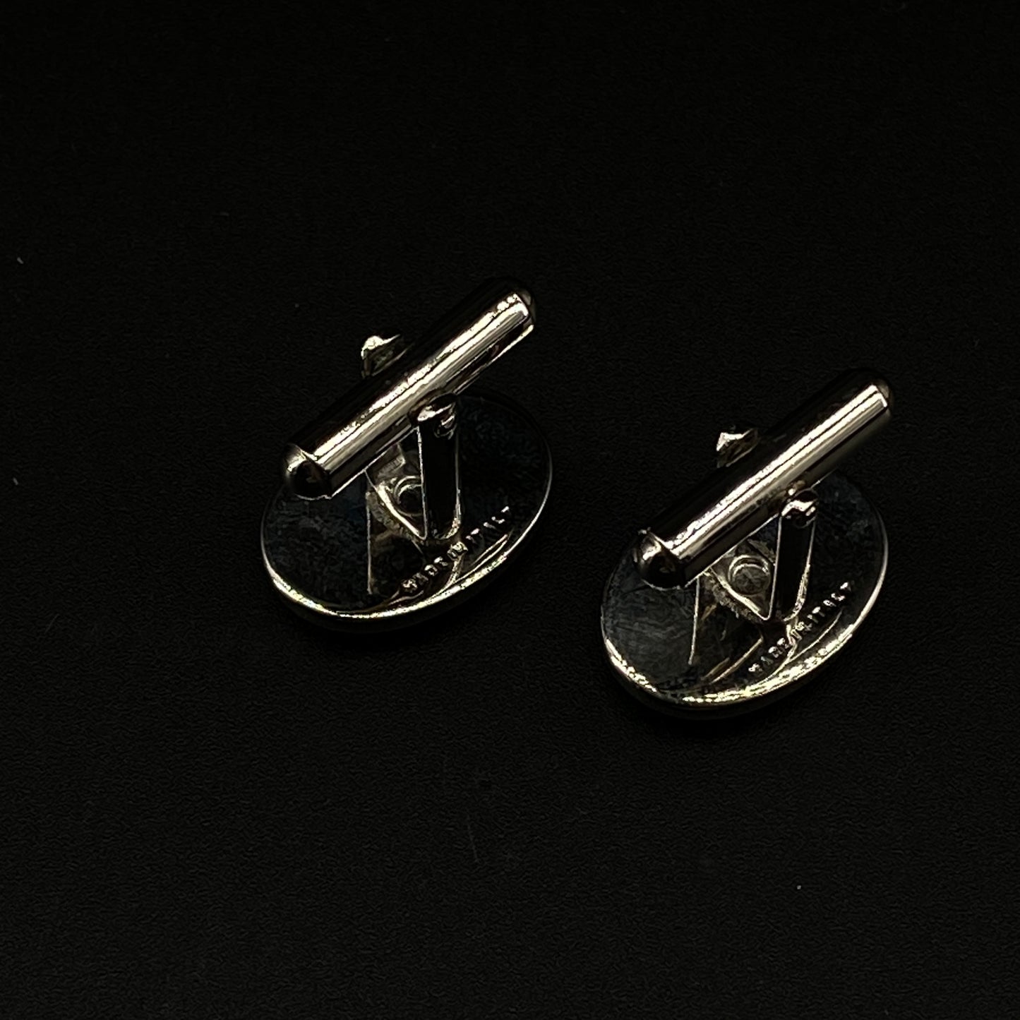 Ferragamo Silver Tone Crystal Decorated Cufflinks