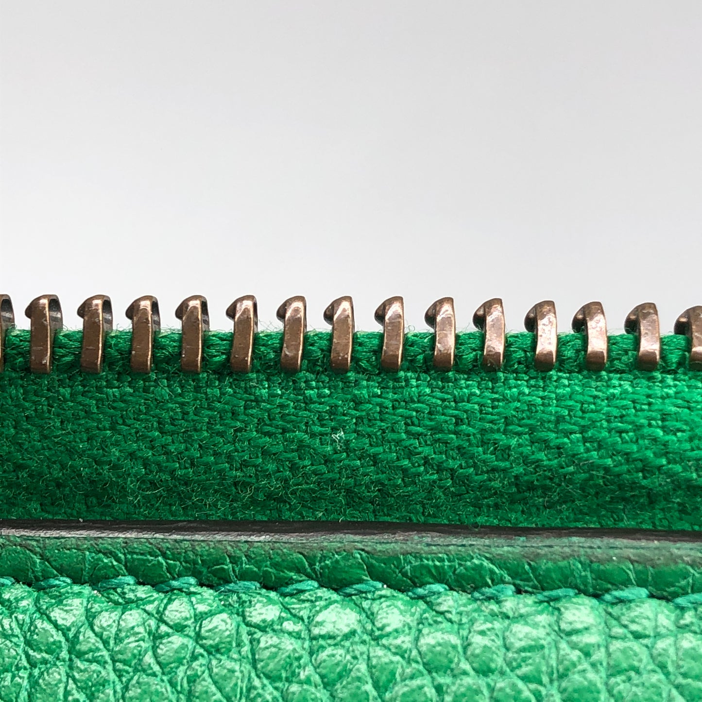 Gucci Green Grain Leather Full Zip Around Long Wallet
