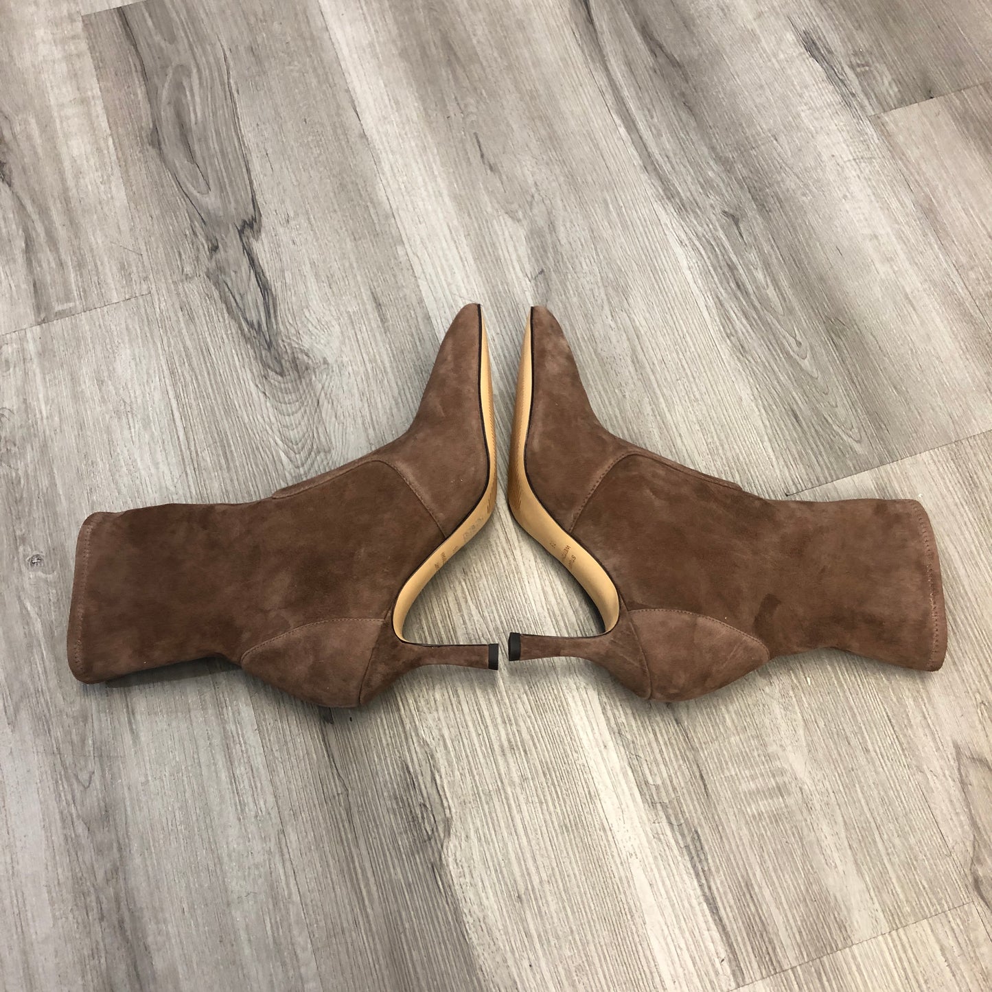 Stuart Weitzman Women's Suede Pointed Toe Stiletto Ankle Boots Shoes 7.5 Tan