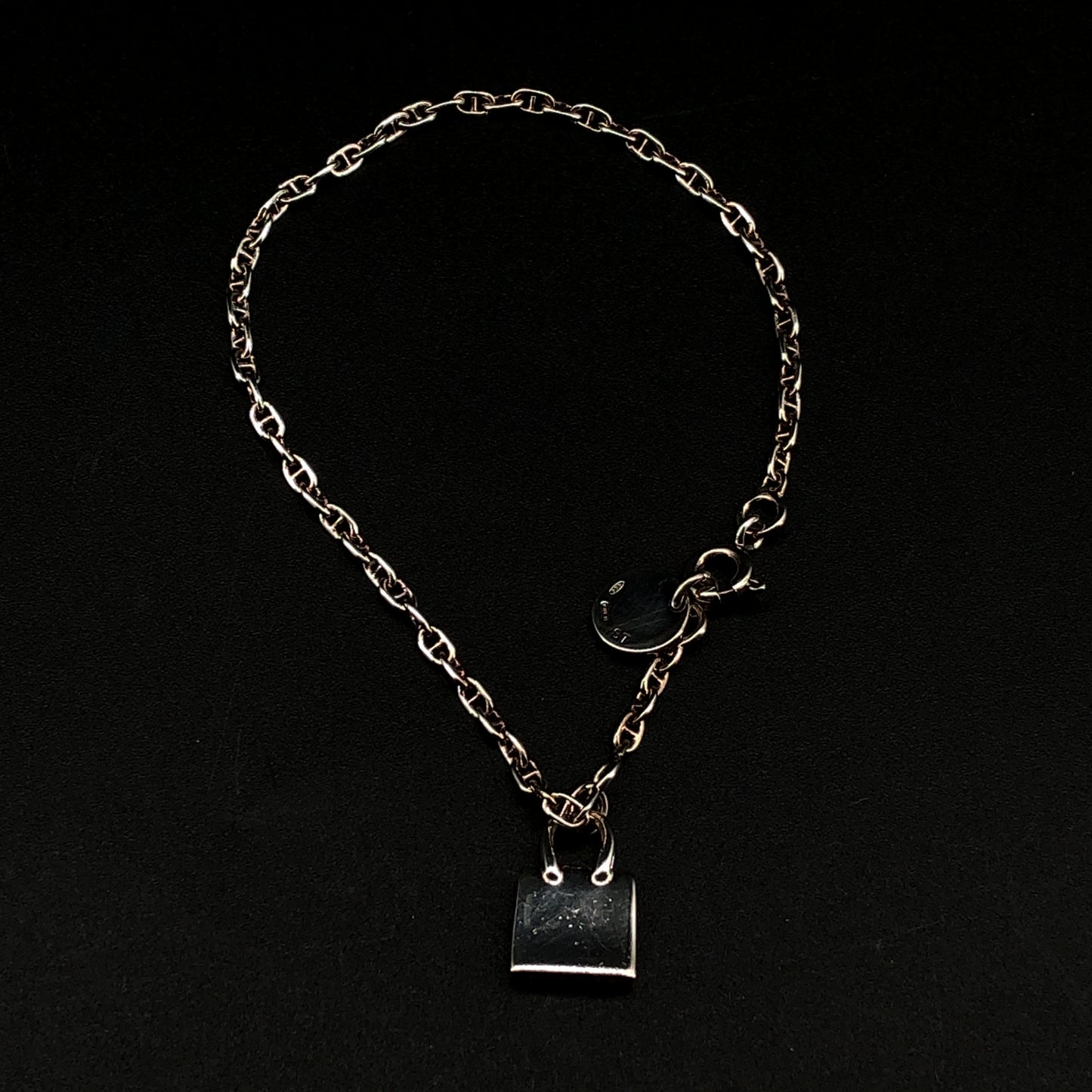 Hermes 925 Silver Mini Kelly Padlock Chain Bracelet