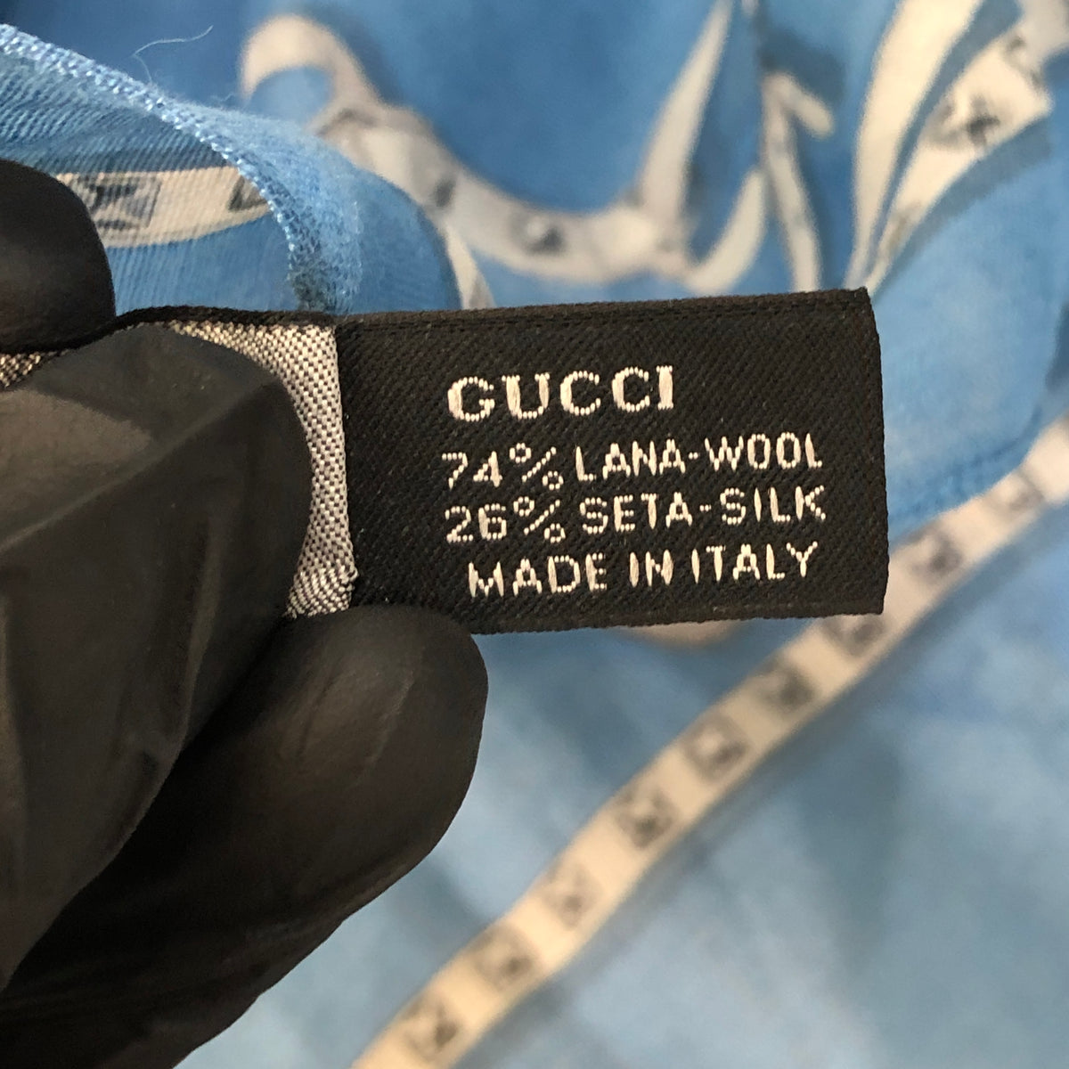 Gucci Blue & Navy Blue GG Pattern Scarf 68*192 cm