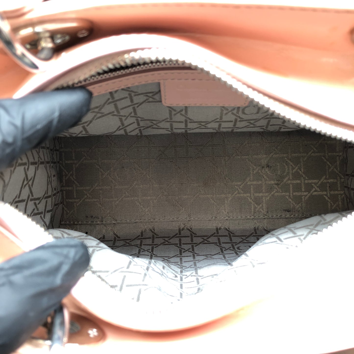 Christian Dior Lady Dior Nude Patent Cannage Leather Handbag