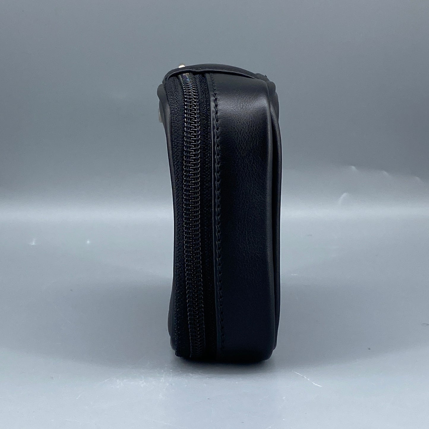 Ferragamo Black Smooth Leather Mini Square Cosmetic Pouch