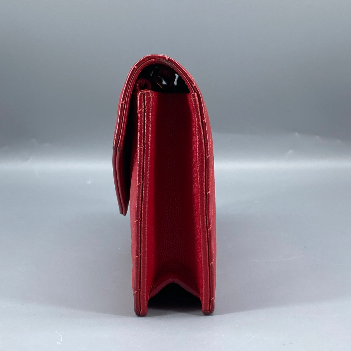 Saint Laurent Matelasse Chevron  Envelope Chain Wallet New Red
