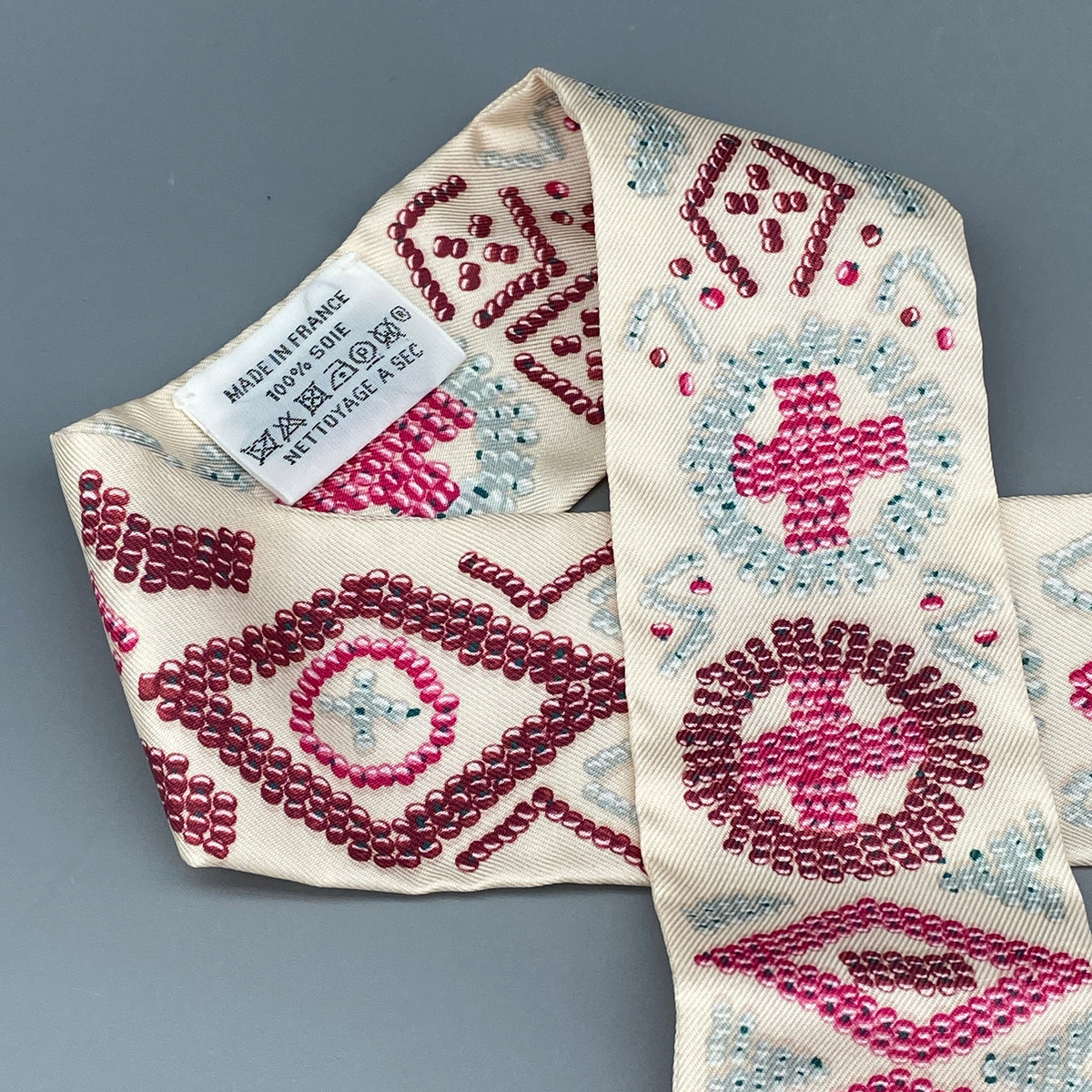 Hermes Cream Pink Twilly Scarf