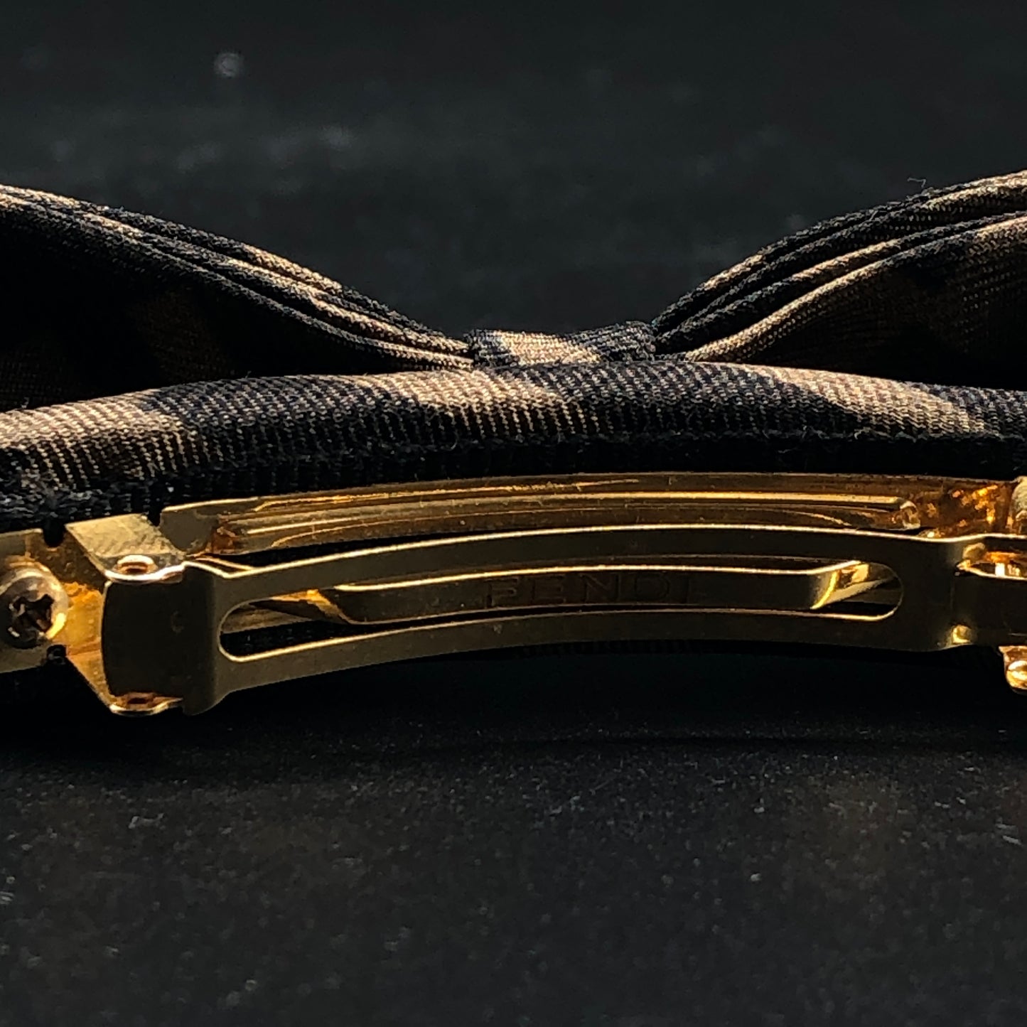 Fendi FF Monogram Bow Barrette Tobacco Tone Hair Clip