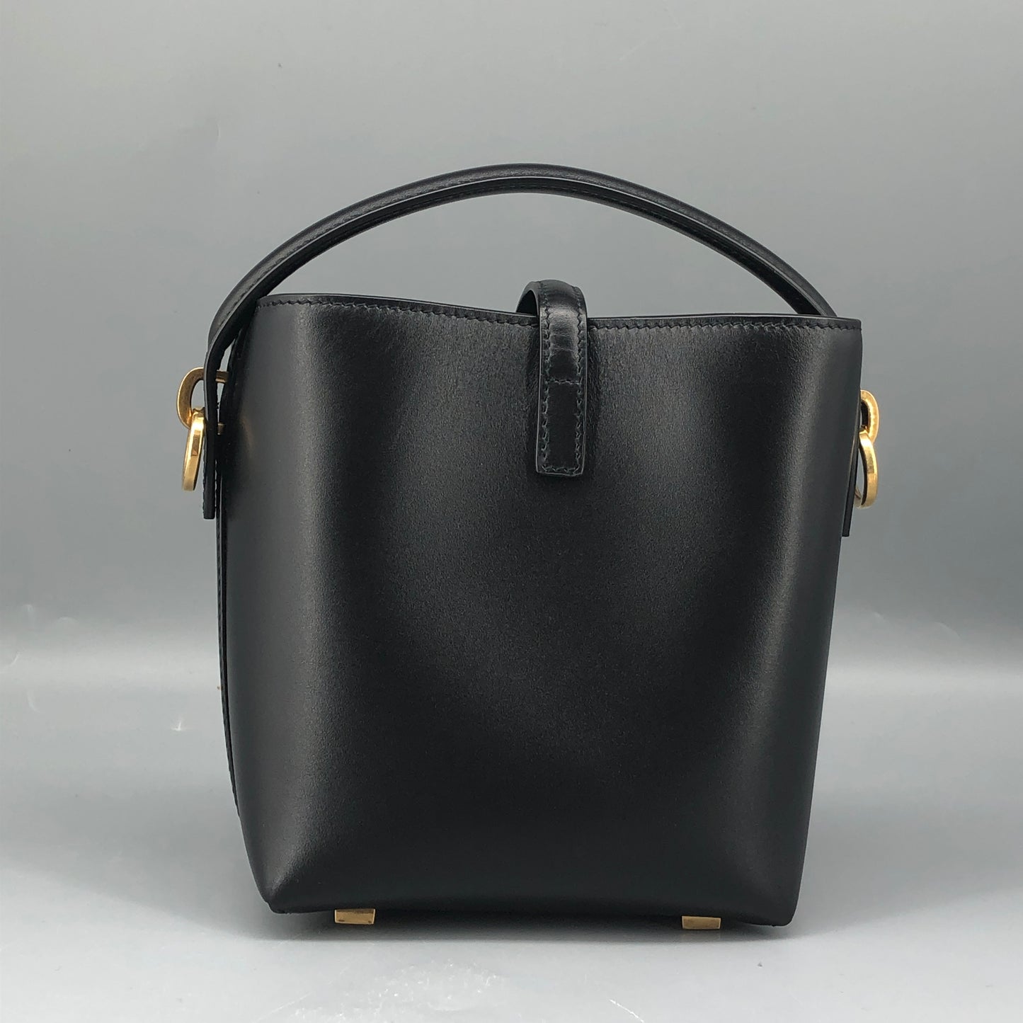 Saint Laurent Shiny Calfskin Le 37 Mini Bucket Bag Black