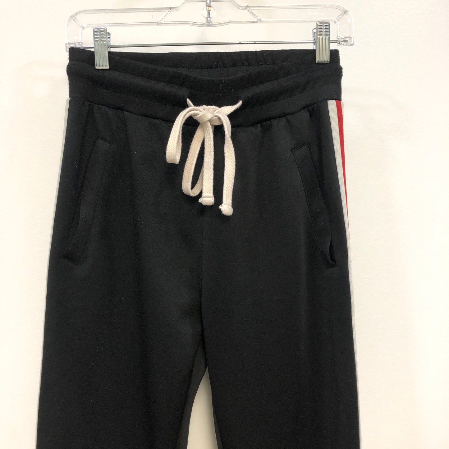Mnml Black Track Pants with Red/White Side Stripe Size S