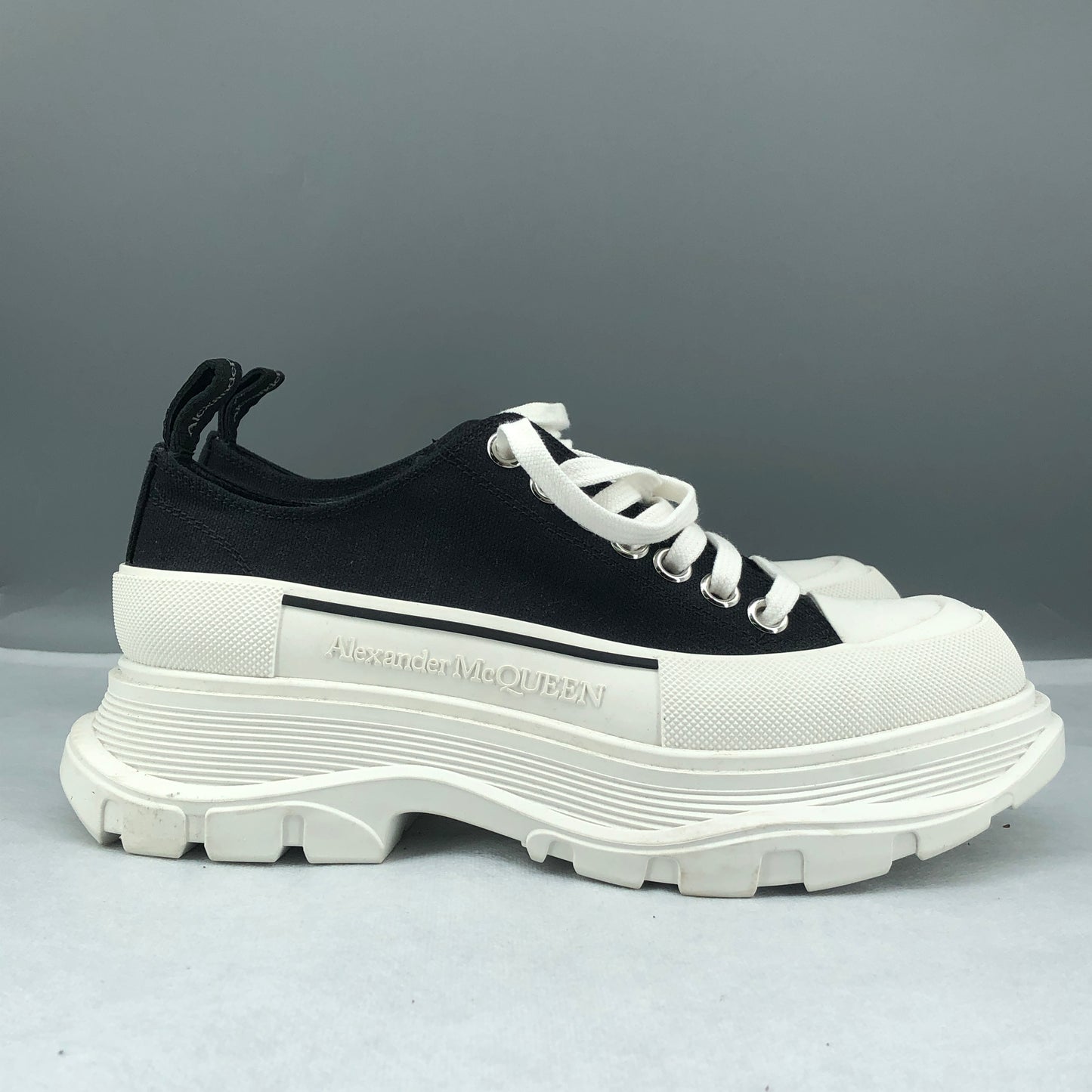 Alexander McQueen Tread Slick Platform Canvas Sneakers Size 37 Black