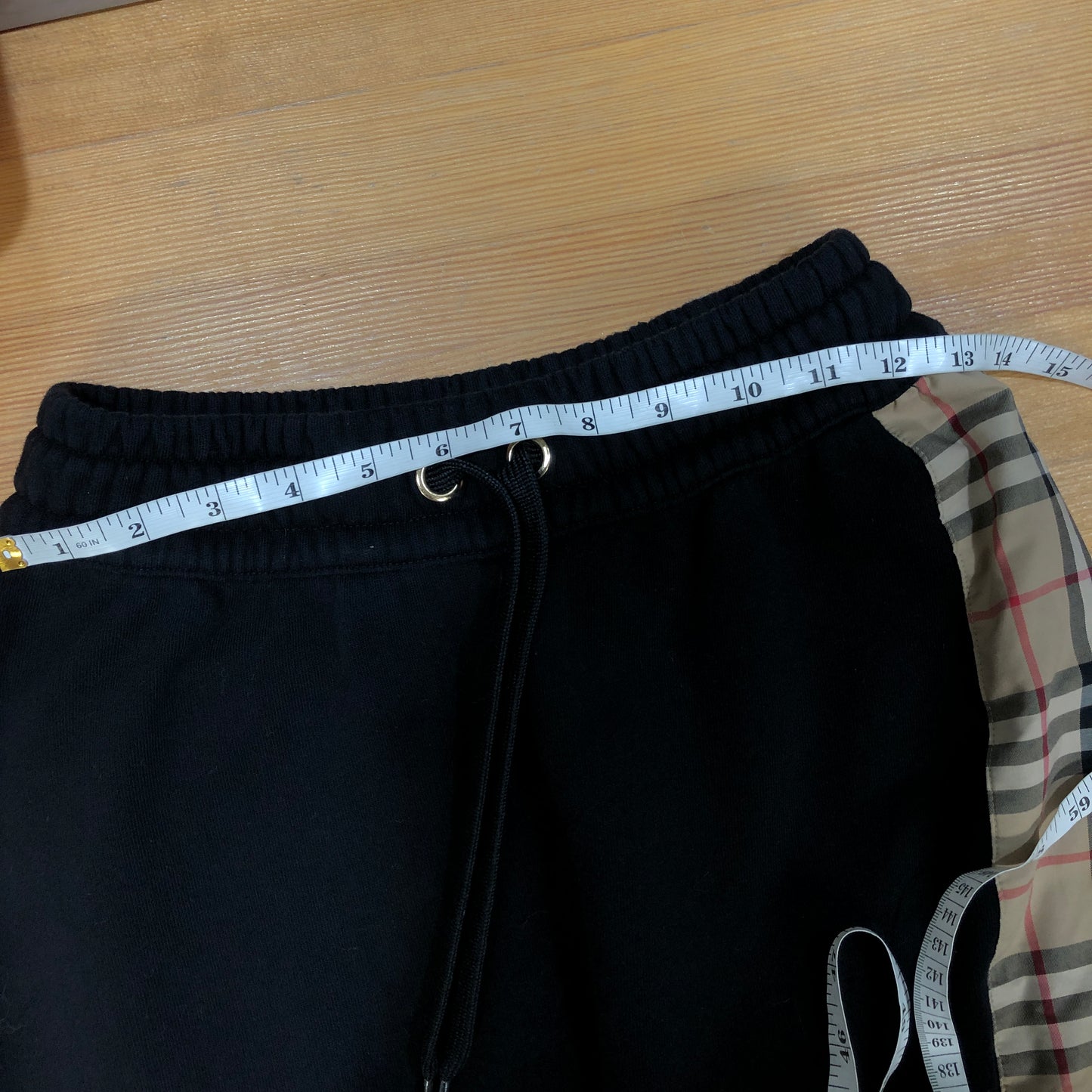 Burberry Vintage Check Side Stripe Black Cotton Jogger Pants Size XXS