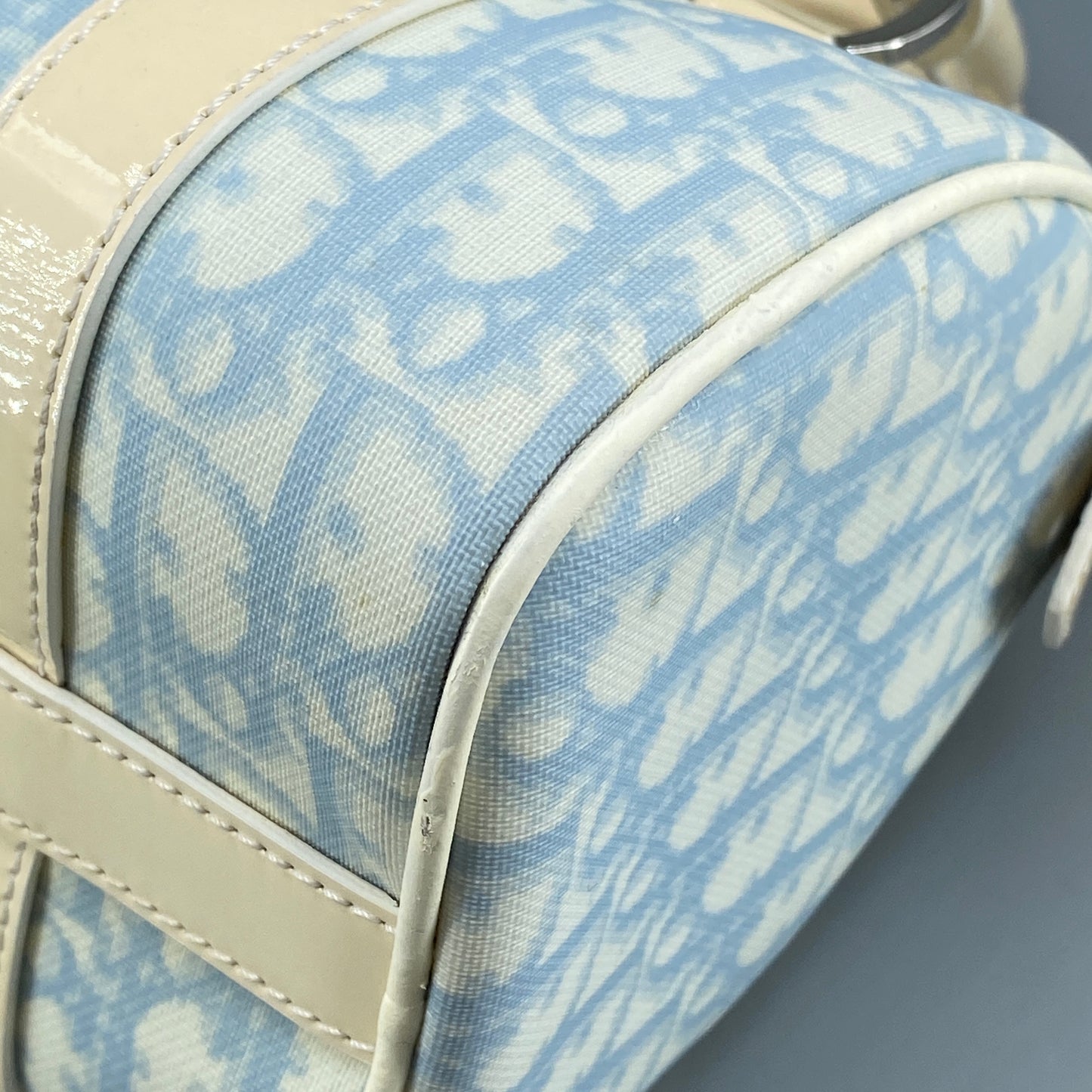 Christian Dior Vintage Oblique Boston Handbag cream/blue
