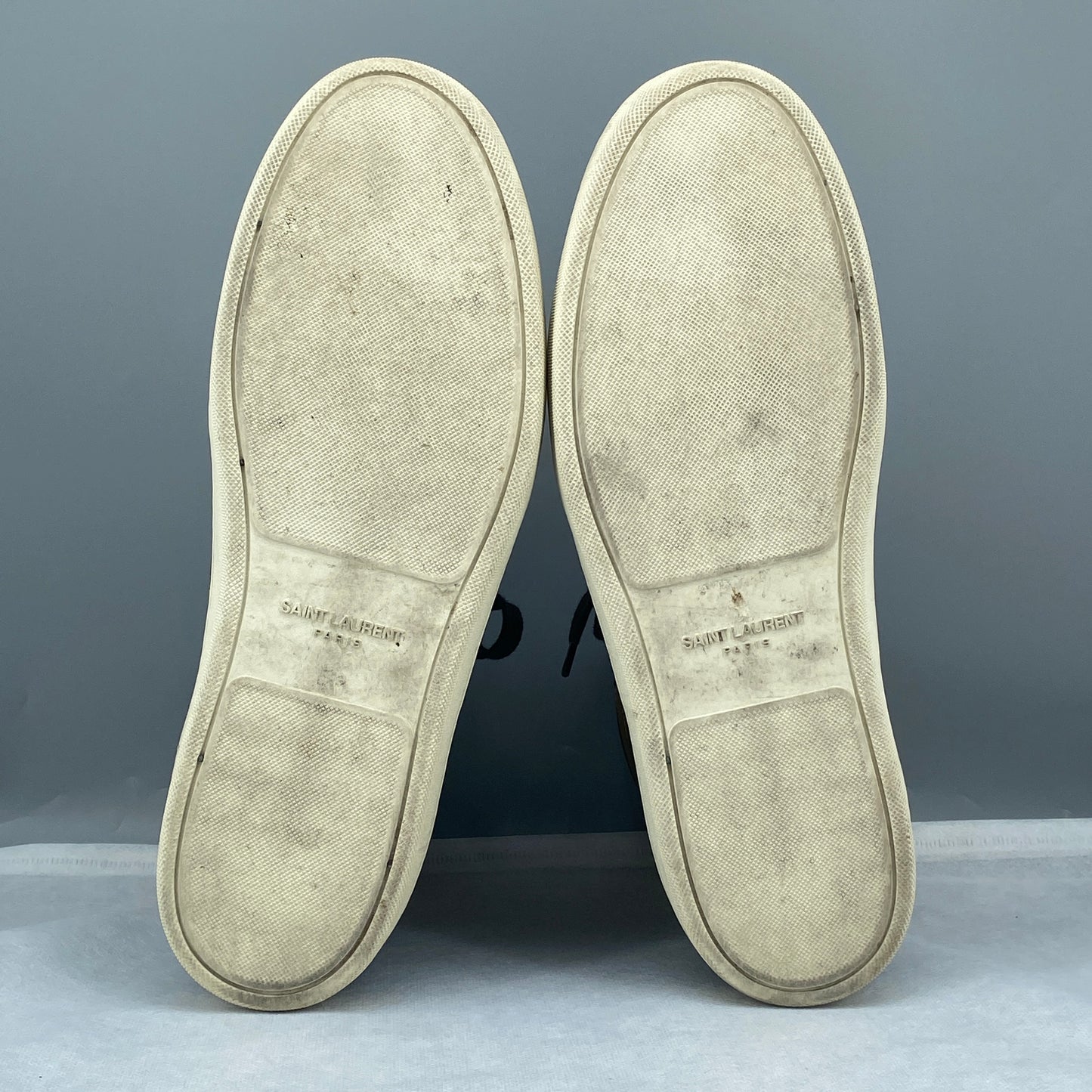 Saint Laurent Men’s Black Gold‑Tone Leather High‑Top Sneakers Shoes