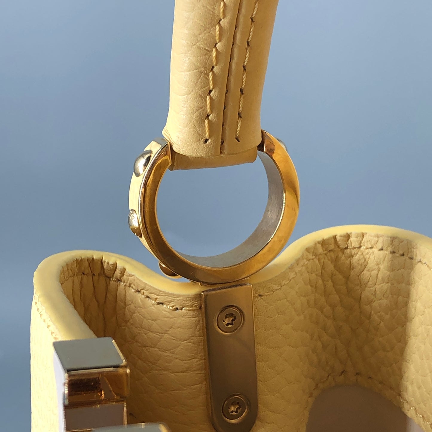 Louis Vuitton Capucines Mini Taurillon Leather Handbag Light Yellow