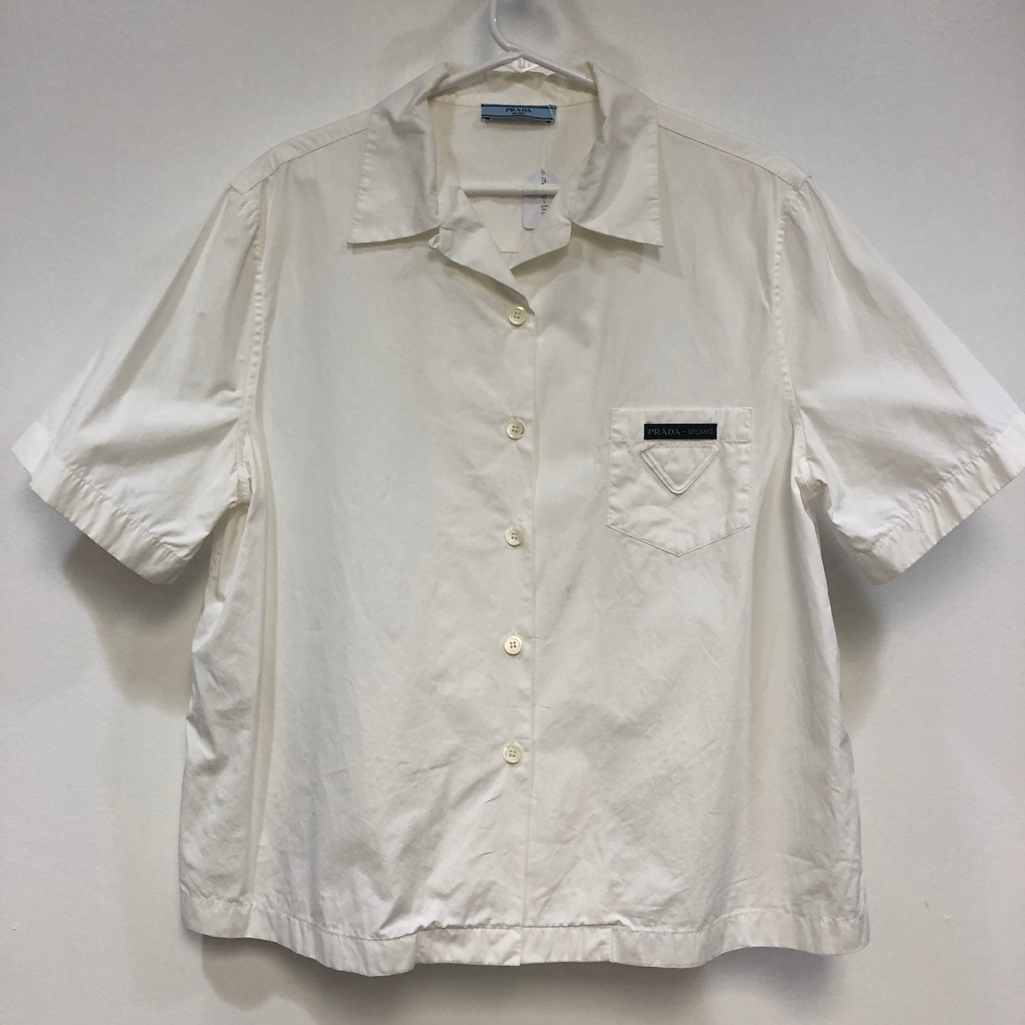 Prada Short-Sleeve Bowling Shirt Size 48 White