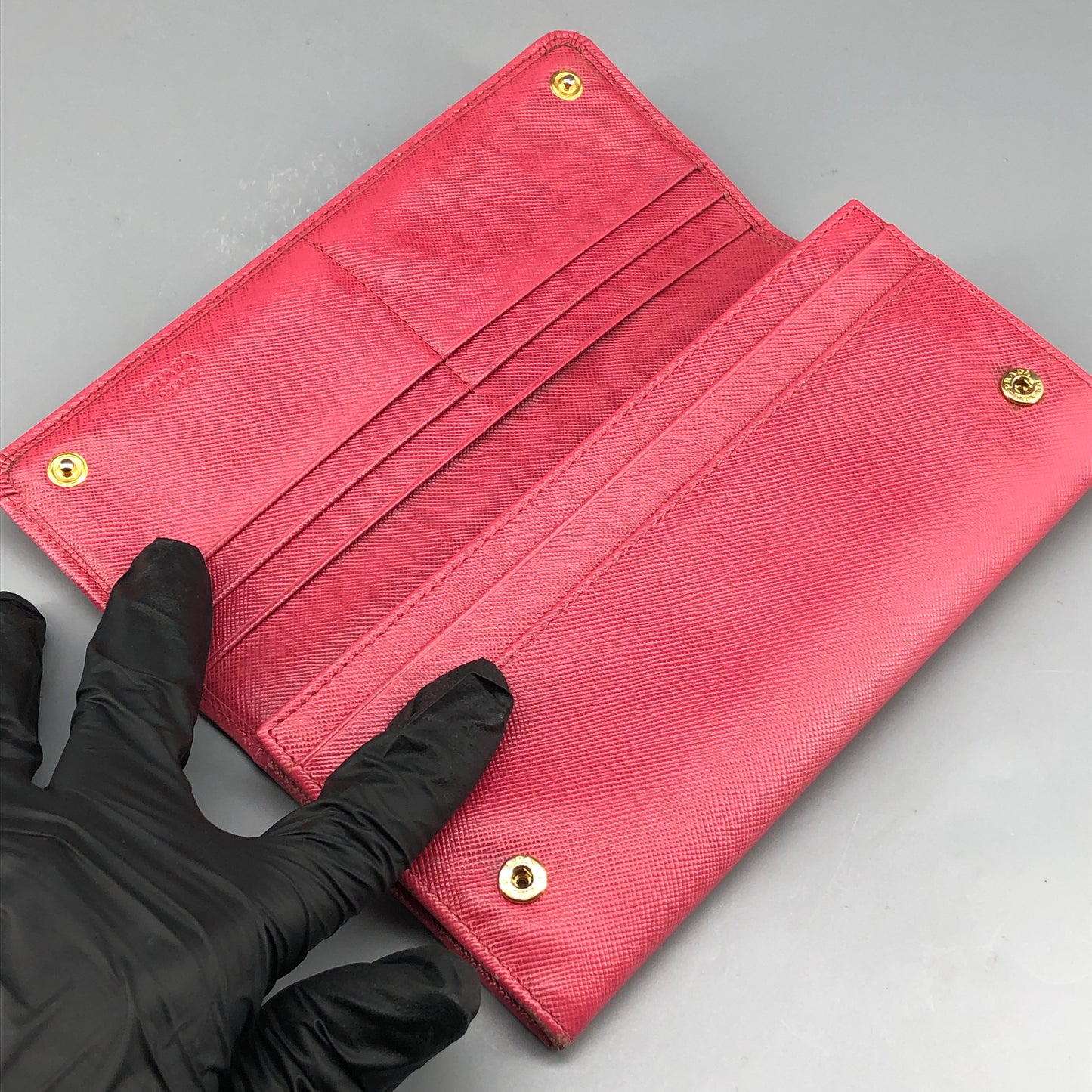 Prada Pink Saffiano Leather Flap Long Wallet