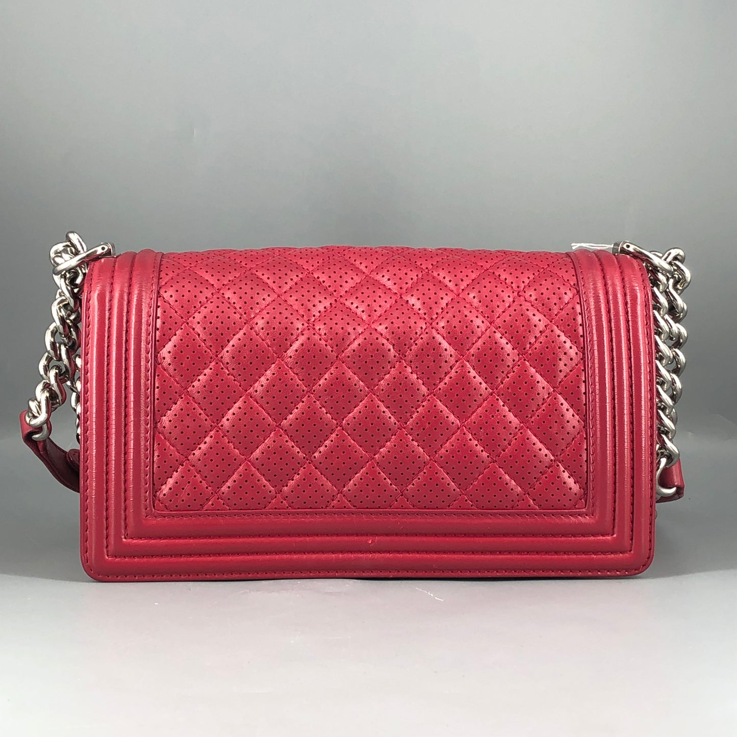 Chanel Boy Perforated Lambskin Quilted Shoulder Bag  Hot Pink