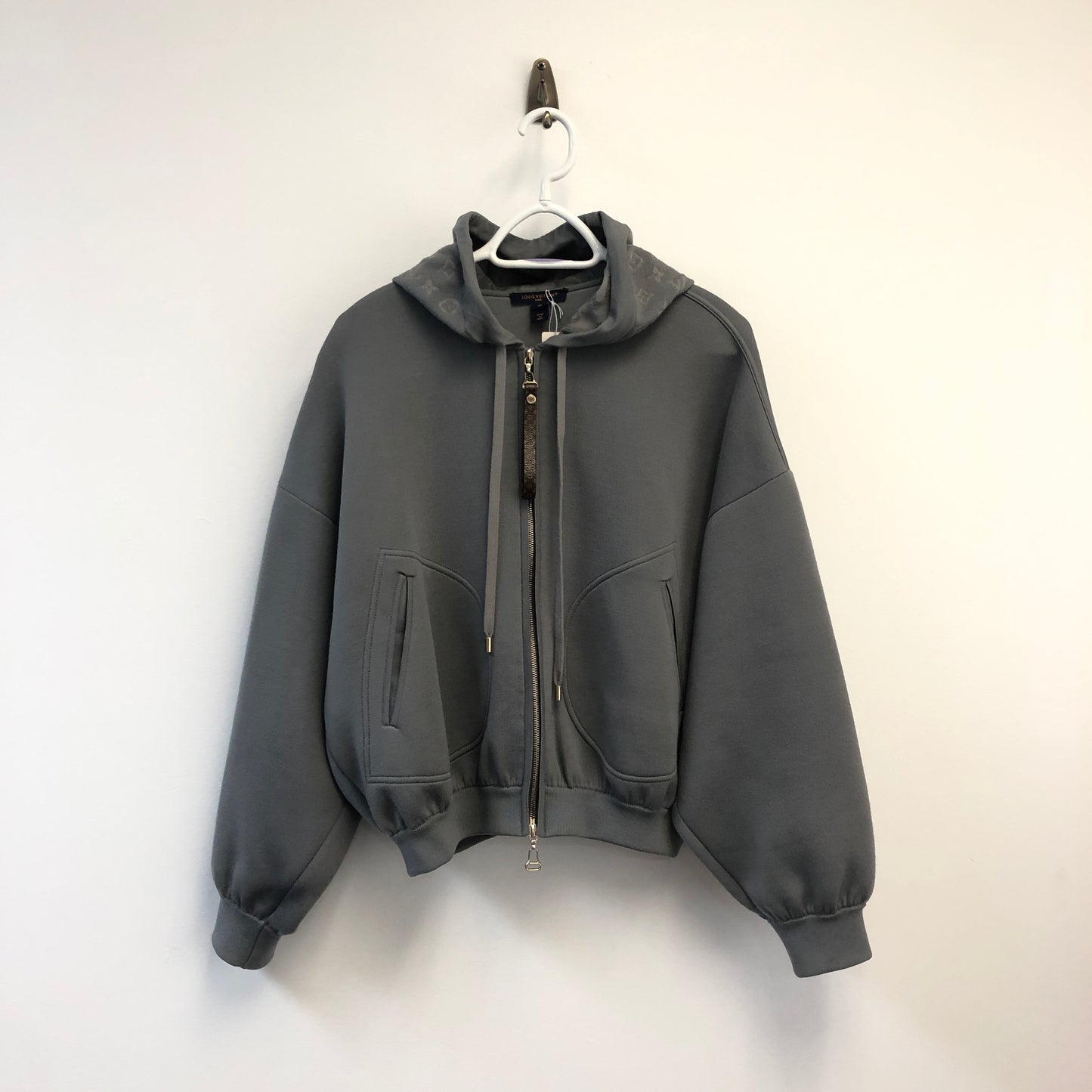 Louis Vuitton Monogram Zip-Up Hoodie Size M Grey