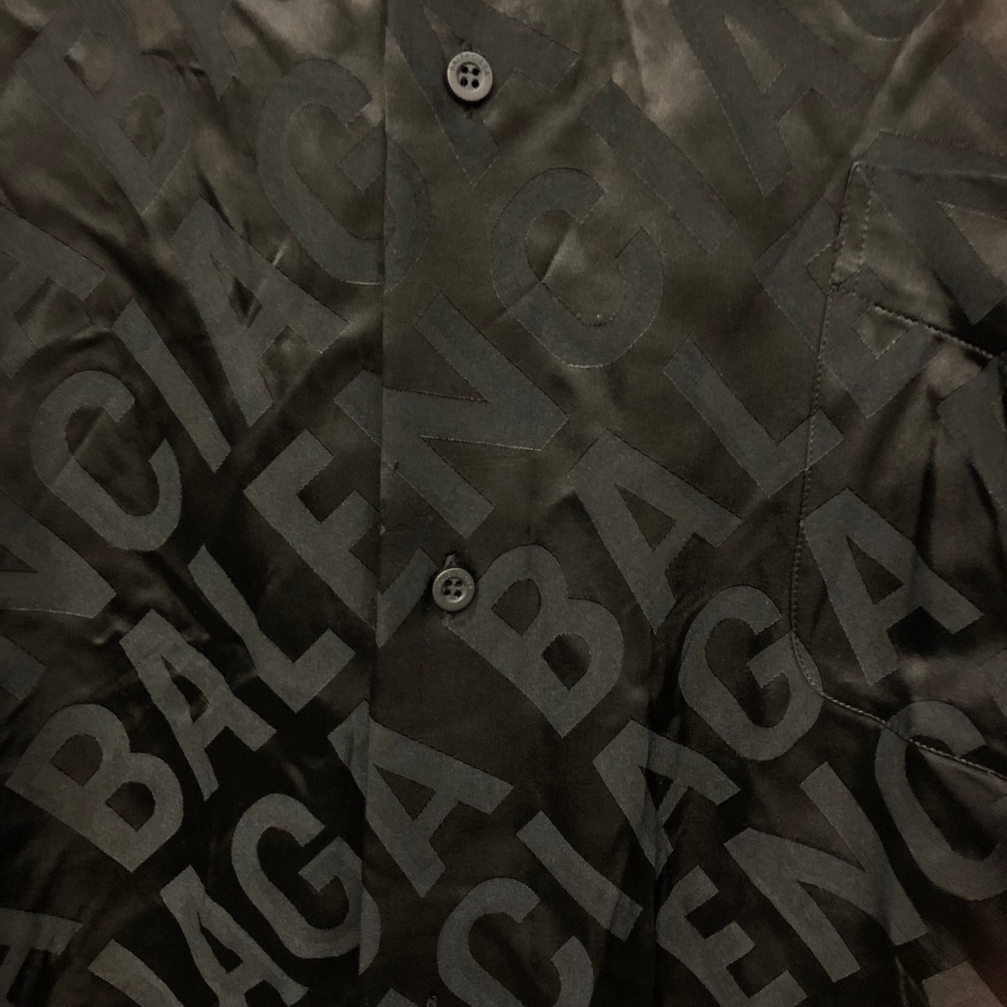 Balenciaga Logo Pattern Shirt Size 40 Black
