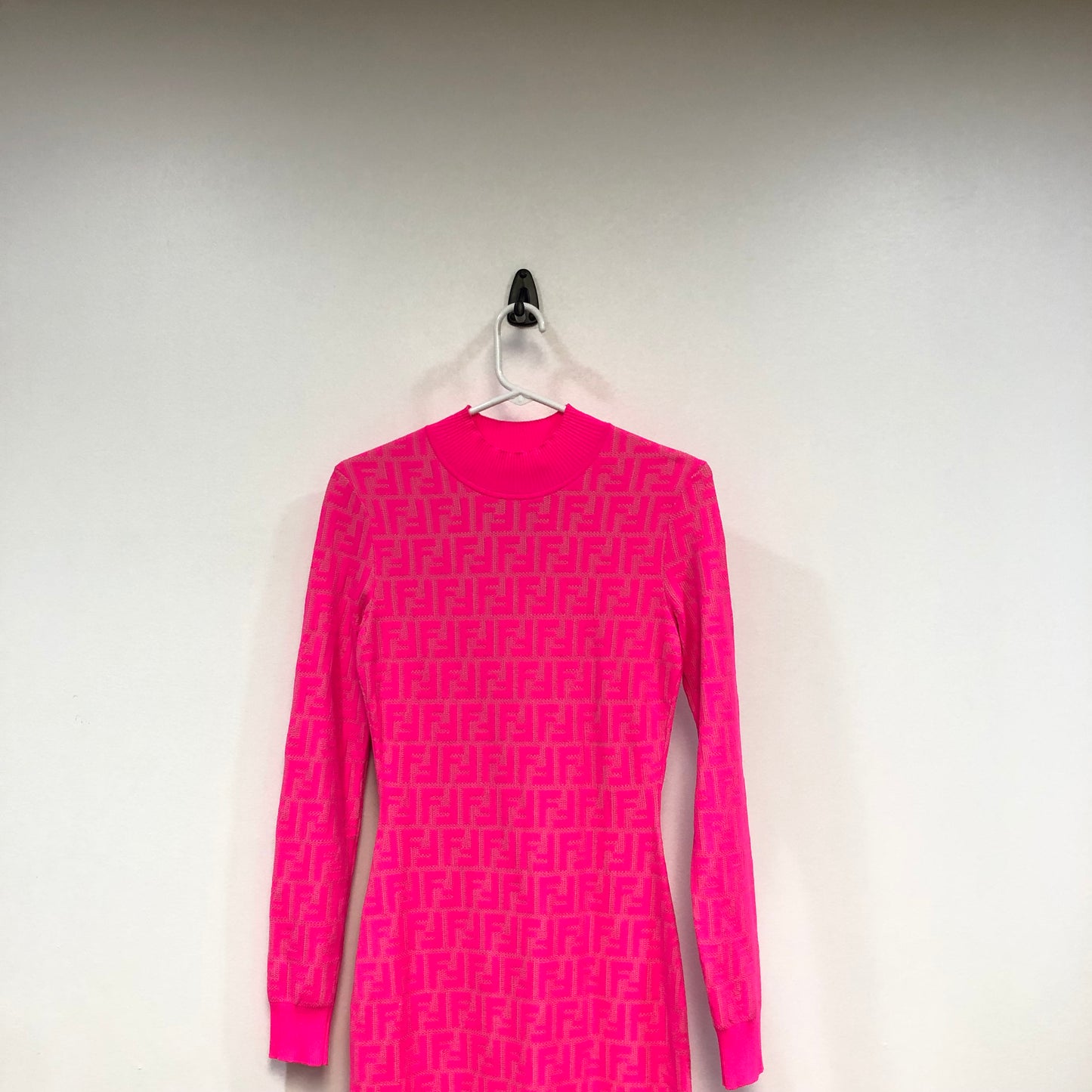 Fendi Long Sleeve Knit Dress Pink Size 38