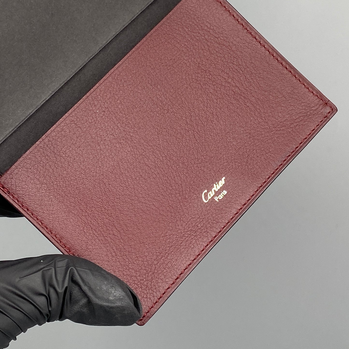 Cartier Black Smooth Leather Bi-fold Wallet with Metal Corner Guards