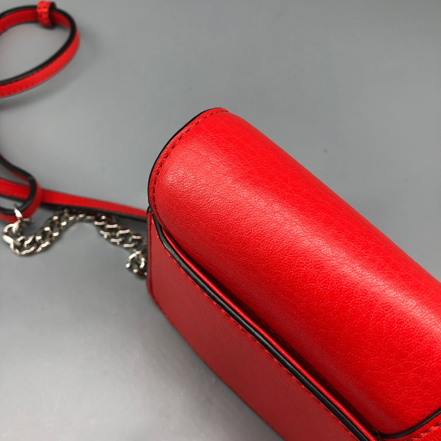 Mackage Red Leather Chevron Metal Logo Flap Crossbody Bag