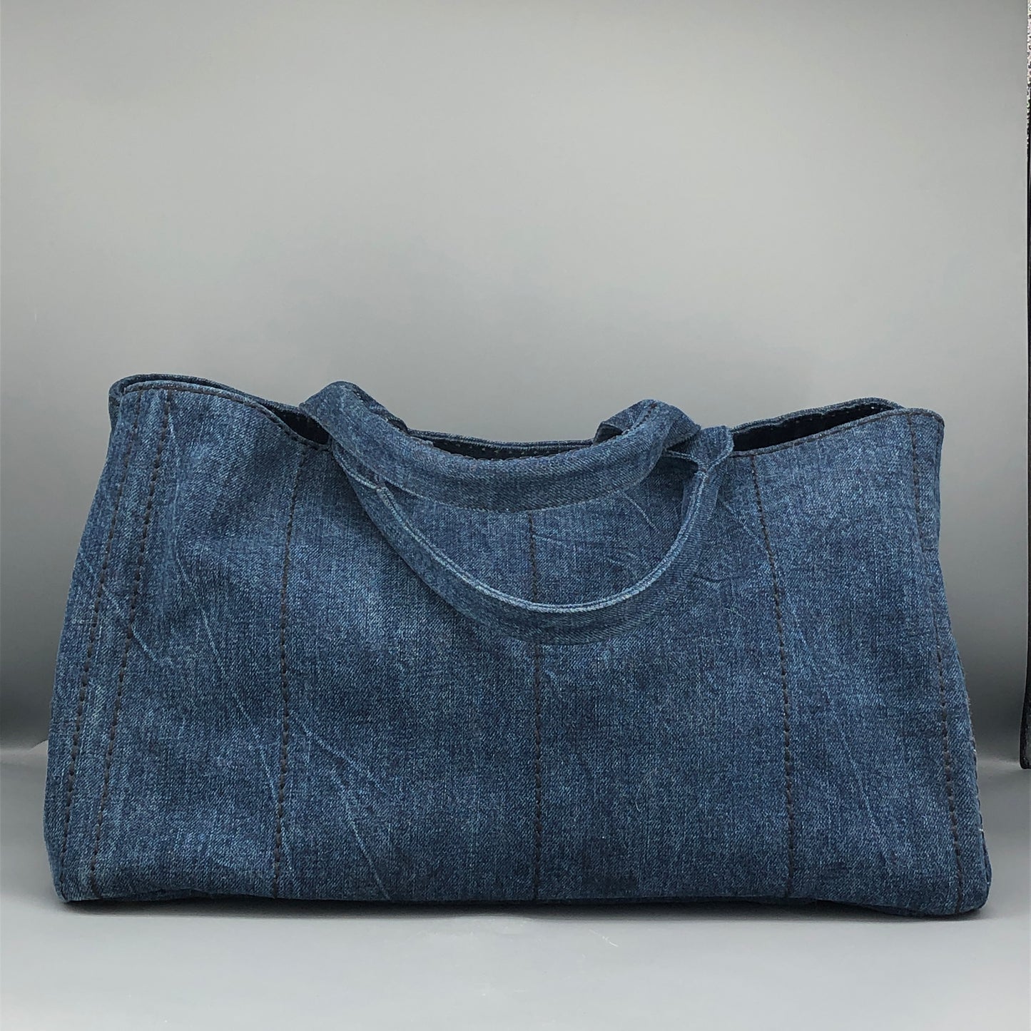Prada Dark Blue Denim Large Tote Bag Size
