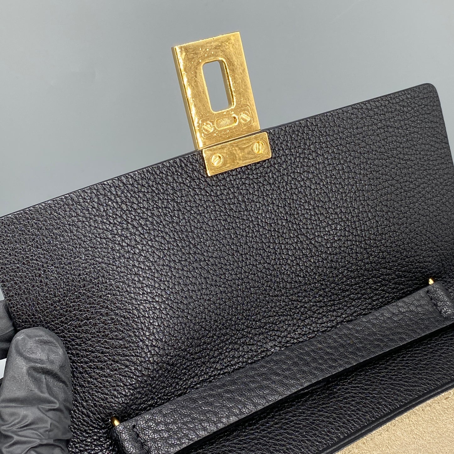 Chloe Black Grained Drew Leather Saddle Shoulder Bag