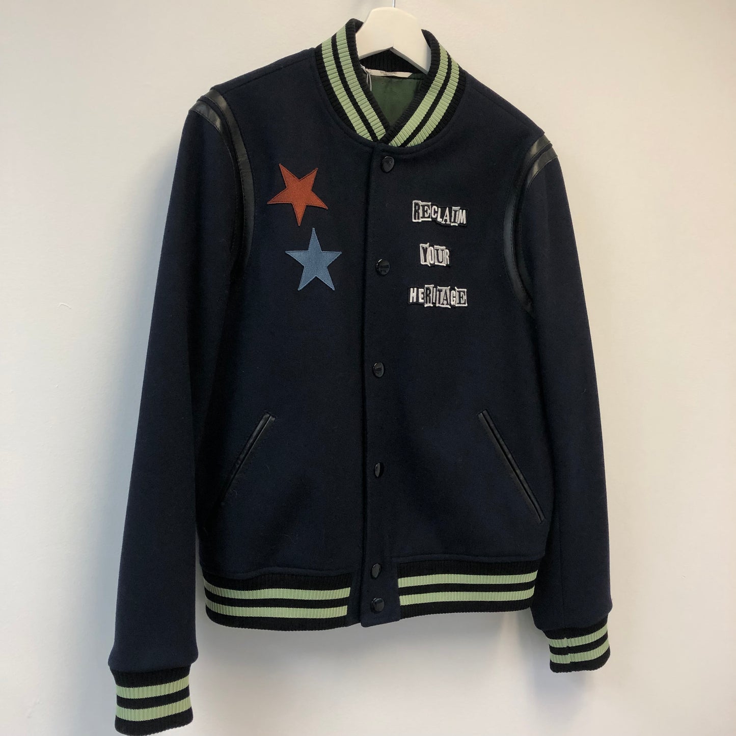 Valentino Wool-Blend and Leather Bomber Jacket