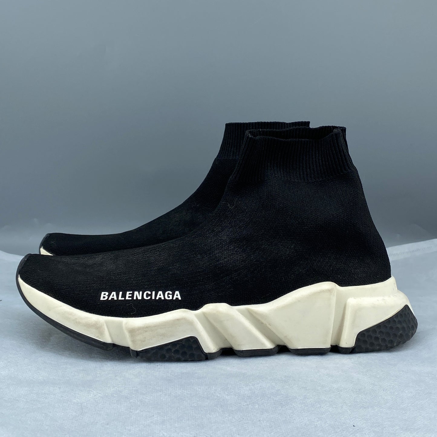 Balenciaga Women's Black Stretch Knit Speed Slip-On Sock Sneakers Size 38