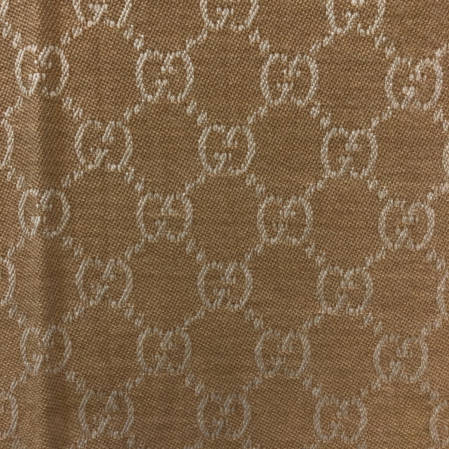 Gucci GG Supreme Jacquard Wool Scarf Beige