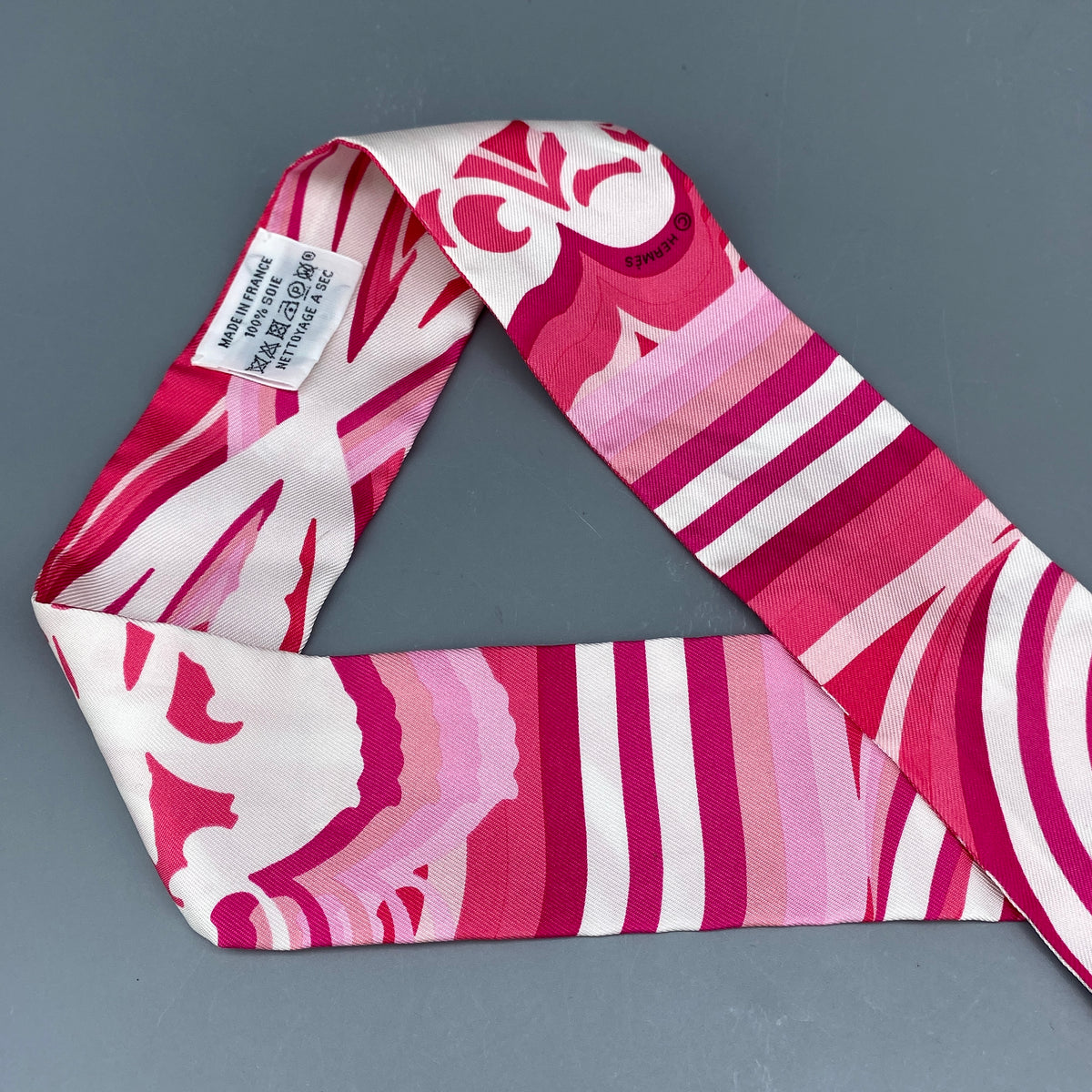 Hermes Twilly Silk Scarf Pink