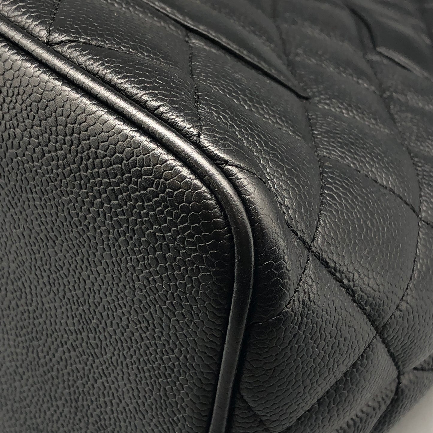 Chanel Quilted Caviar Leather CC Tote Bag Black