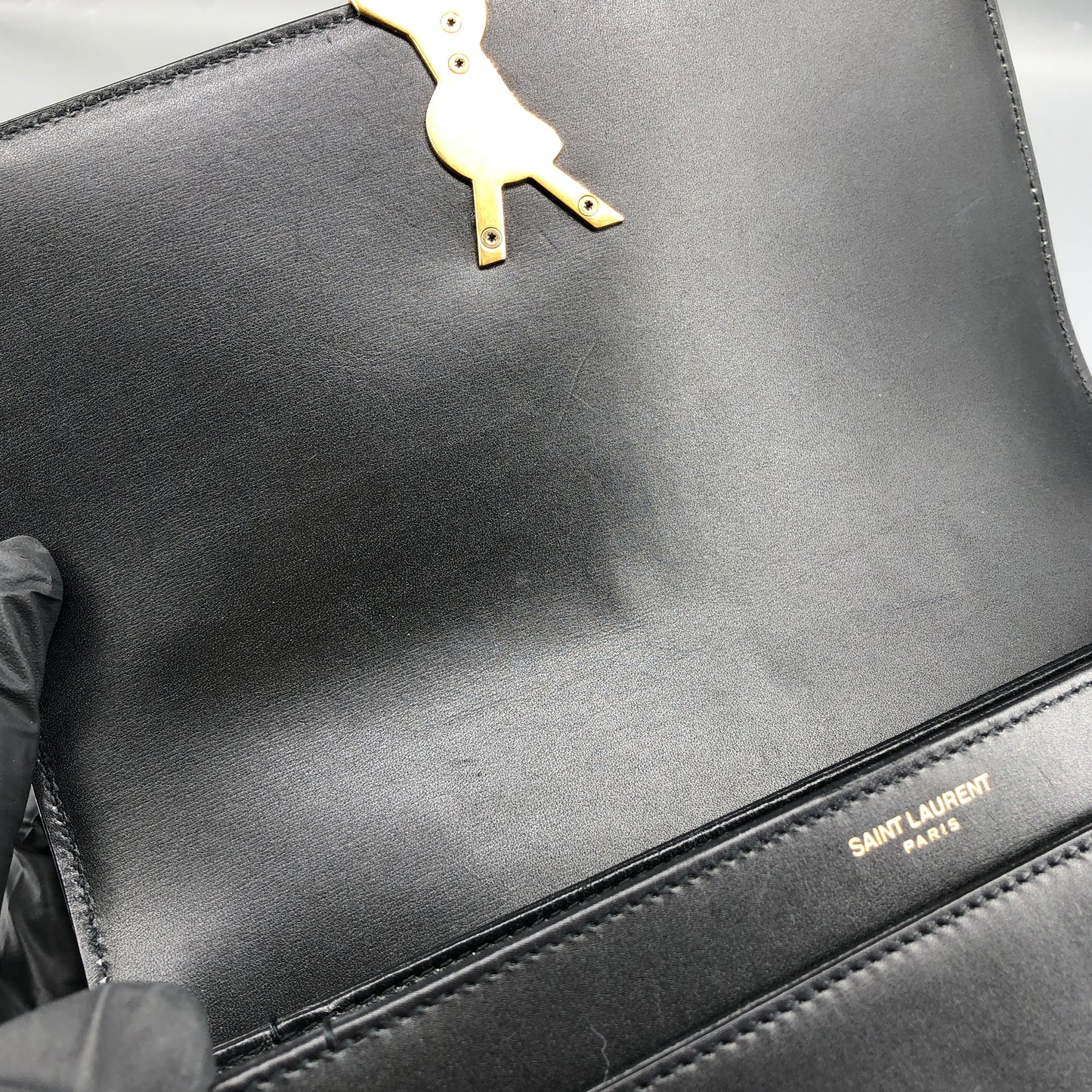 Saint Laurent Box Calfskin Solferino Satchel Bag Black