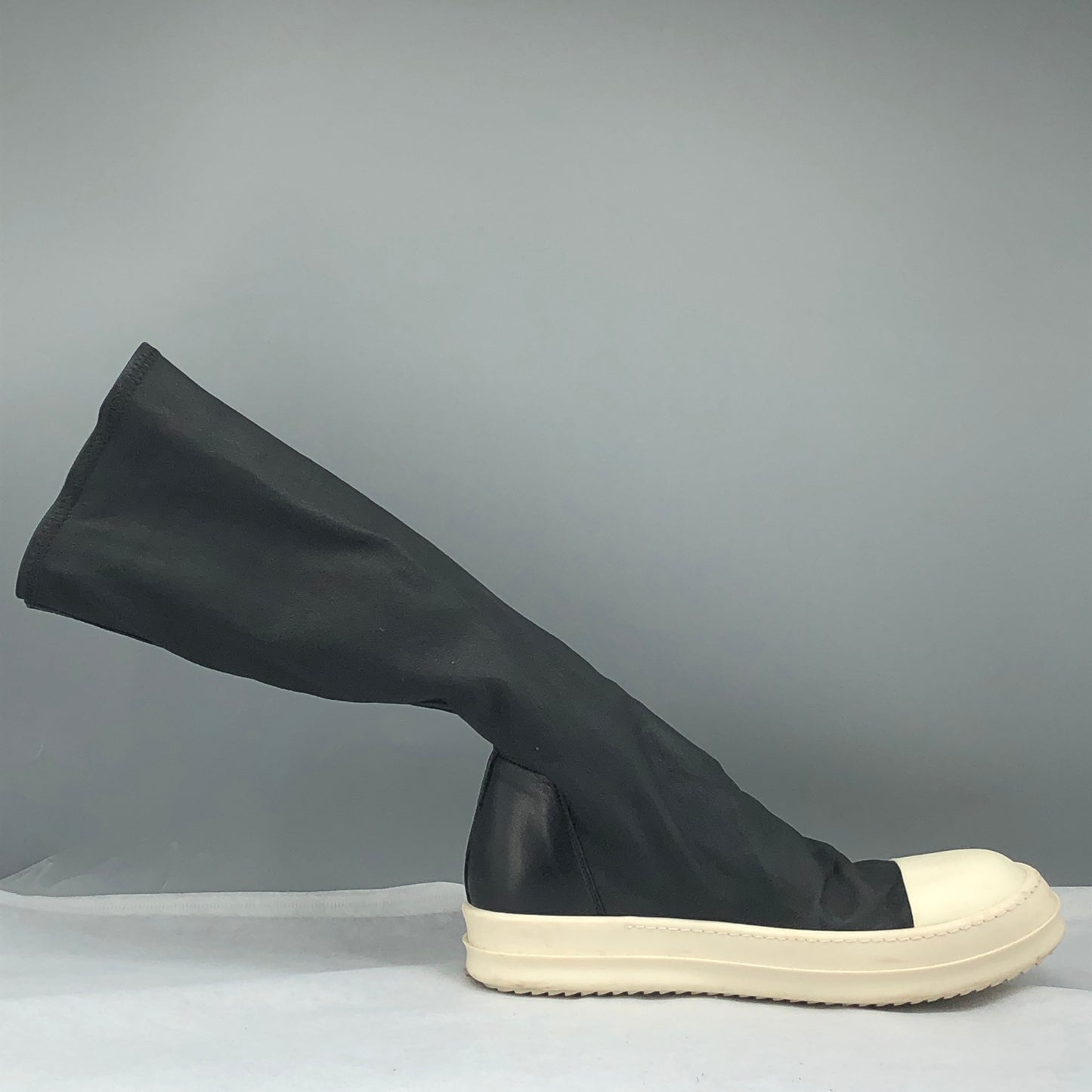 Rick Owens Women's Stretch Leather Thigh High Sneaker Boots Size 37.5 Black