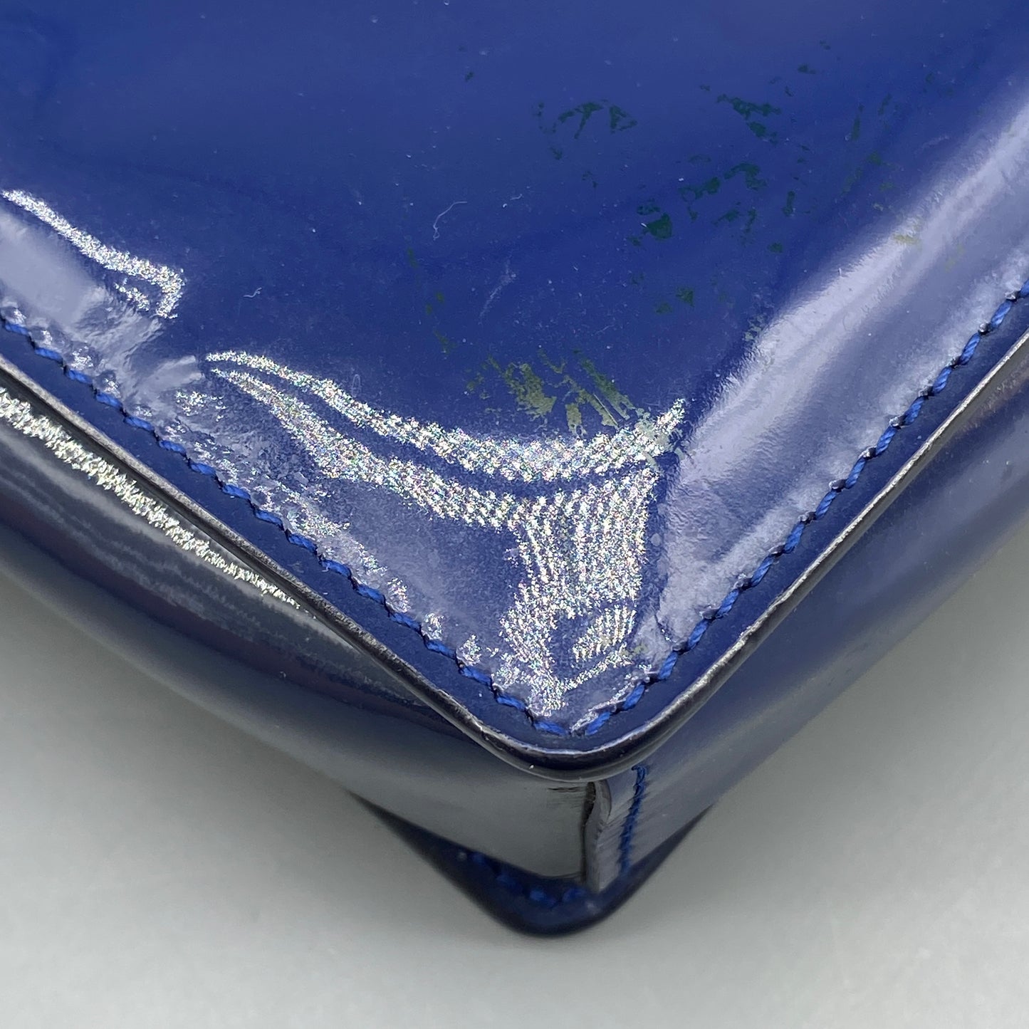 Salvatore Ferragamo Vara Bow Patent Leather Shoulder Bag Royal Blue