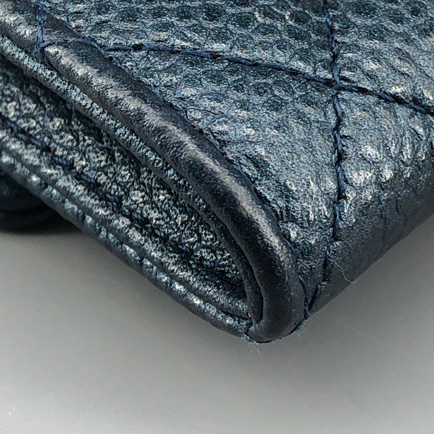Chanel Classic Flap Blue Caviar Leather Short Wallet
