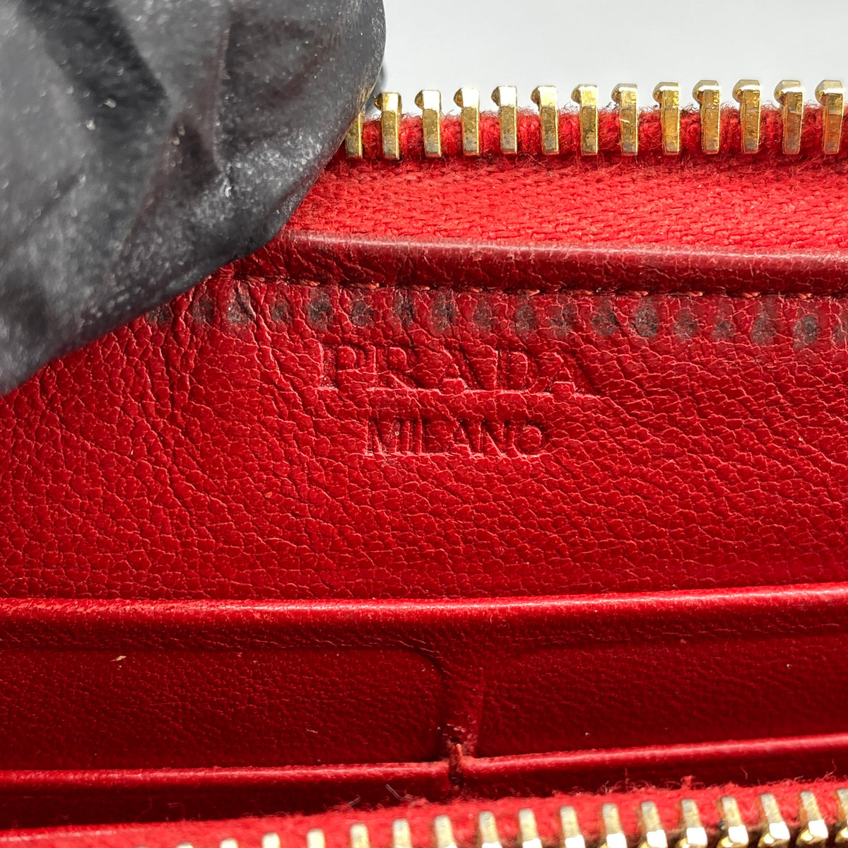 Prada Red Saffiano Leather Zip Around Long Wallet