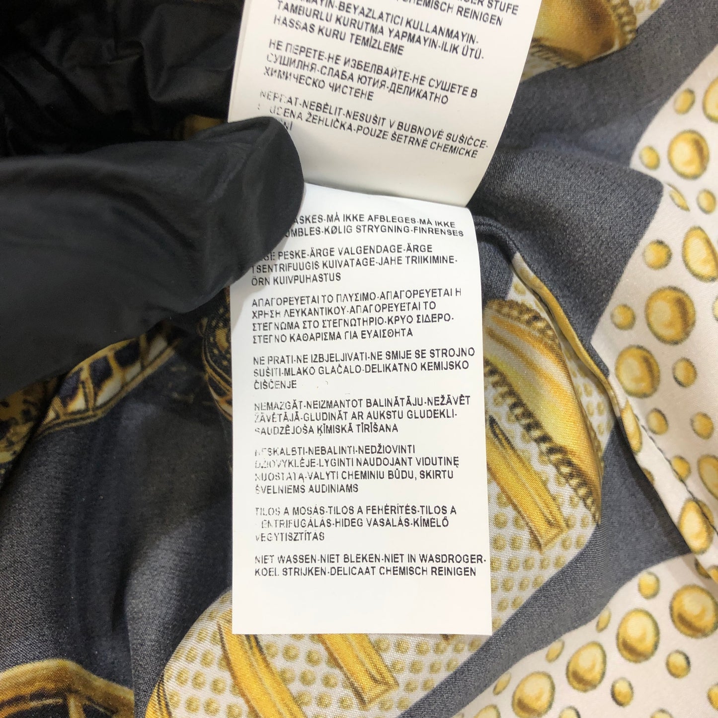 Versus Baroque Gold Belt Print Long Sleeve Shirt Size 40 Black/Gold