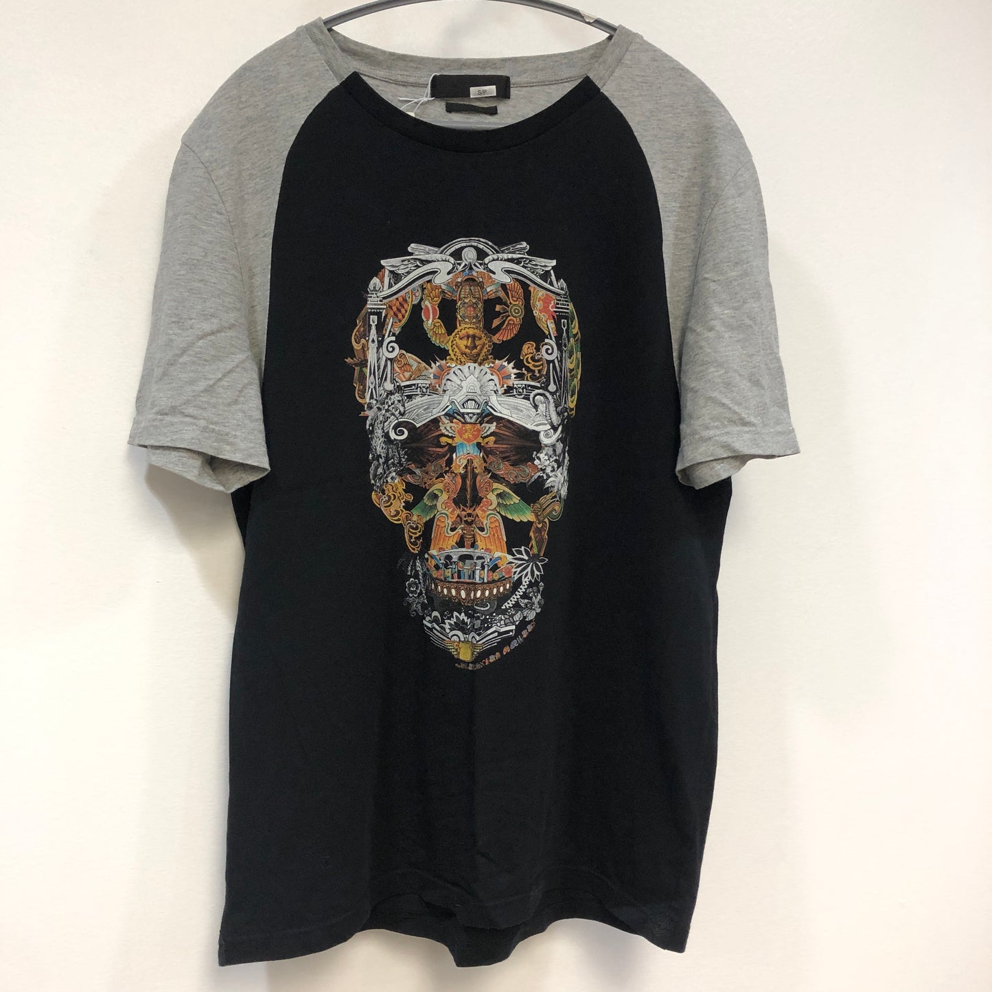 Alexander McQueen Black/Grey Ornate Skull Raglan T-Shirt Size S