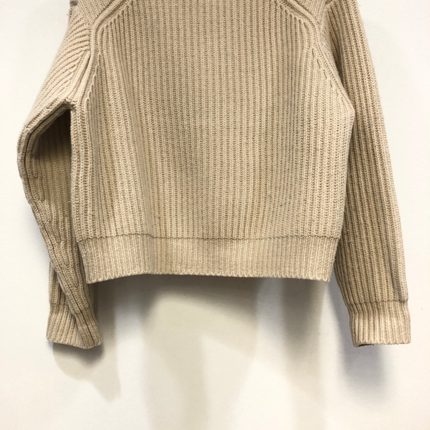 Acne Studios Beige Ribbed Knit Crew Neck Sweater Size XS