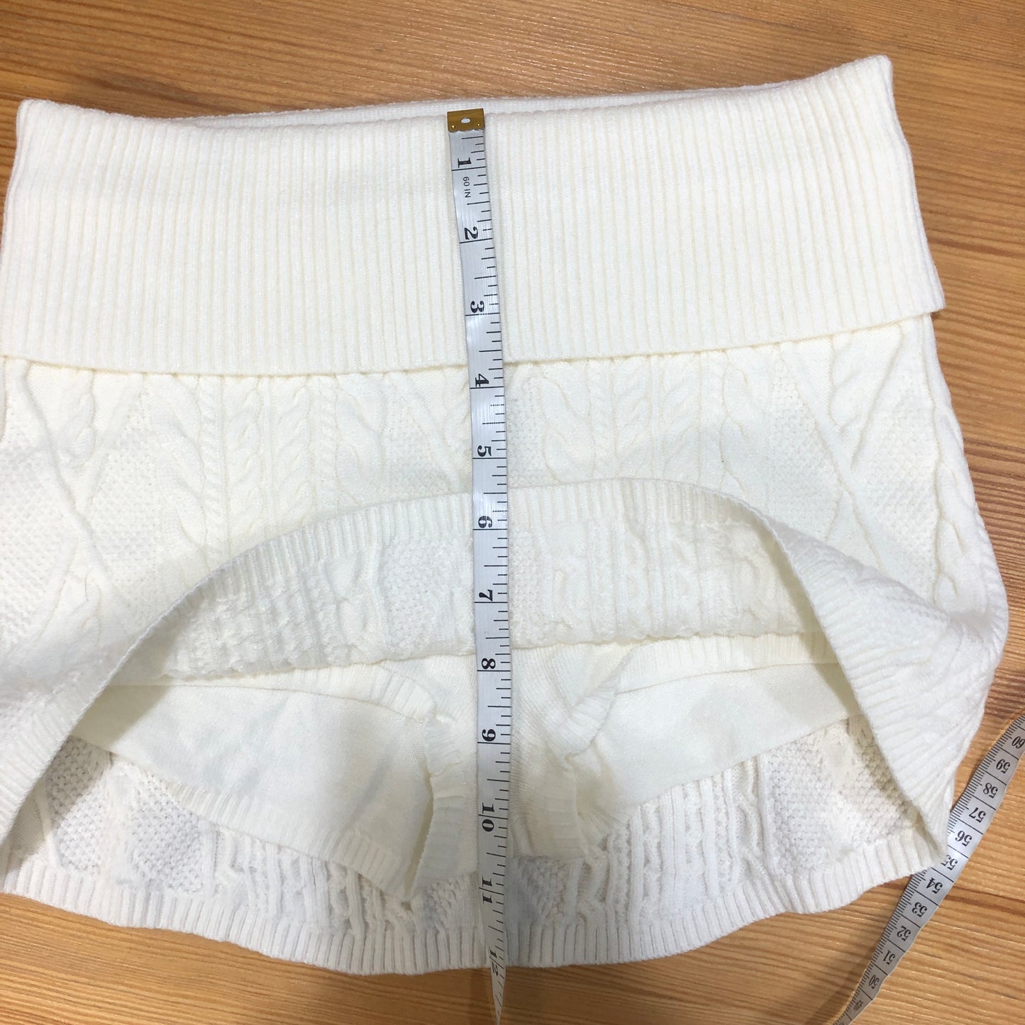 Frankies Bikinis Cream Cable-Knit Mini Skirt S