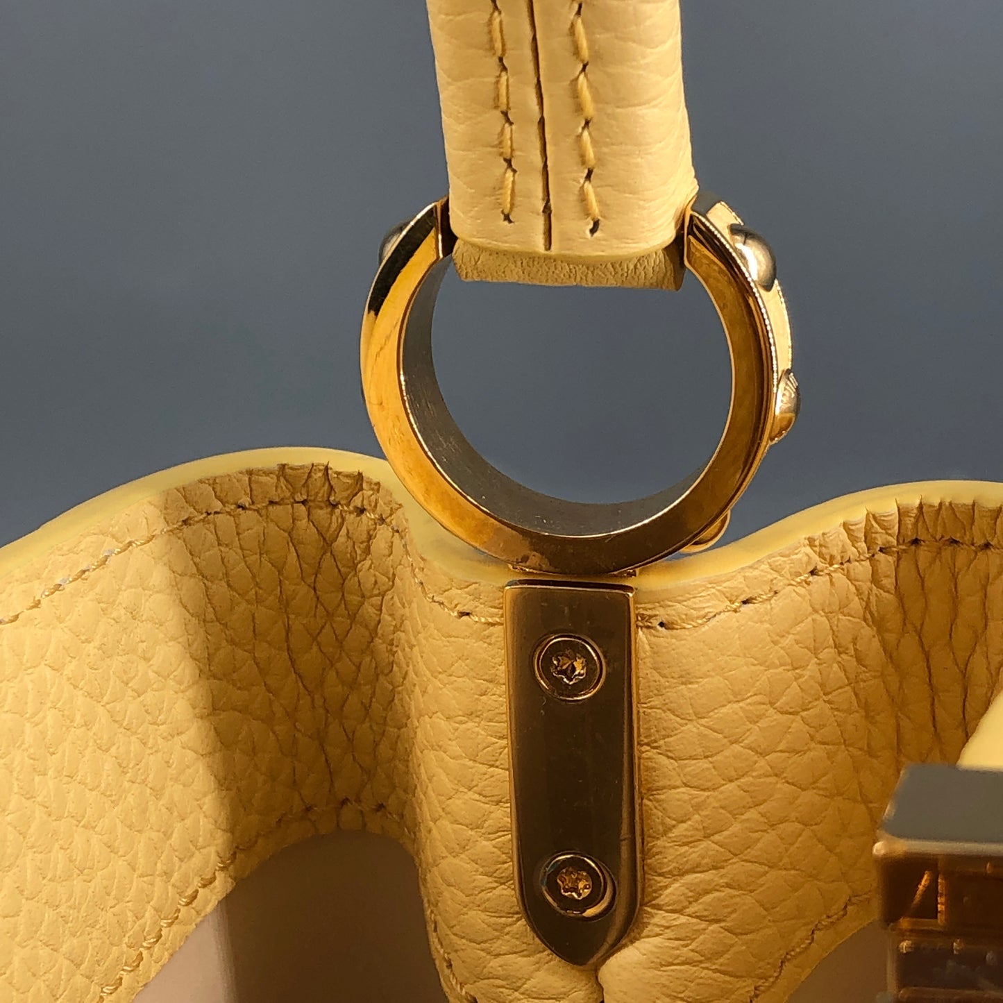 Louis Vuitton Capucines Mini Taurillon Leather Handbag Light Yellow