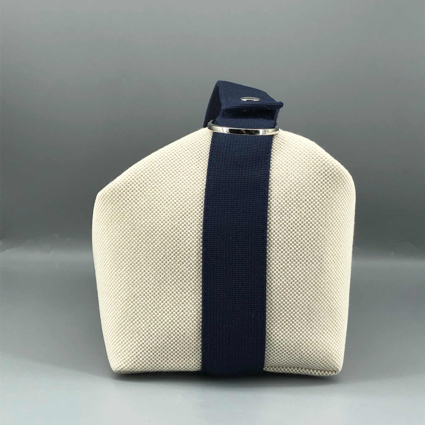 Hermes Bride A Brac Canvas Cosmetic Hand Bag Cream Navy