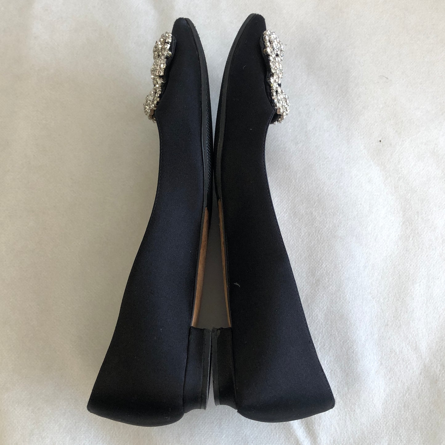 Manolo Blahnik Black Crystal Buckle Flat Shoes size 36