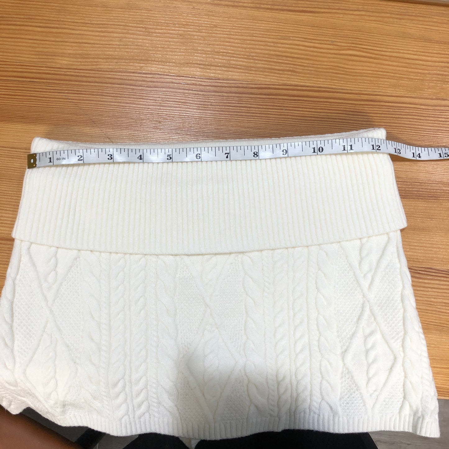 Frankies Bikinis Cream Cable-Knit Mini Skirt S