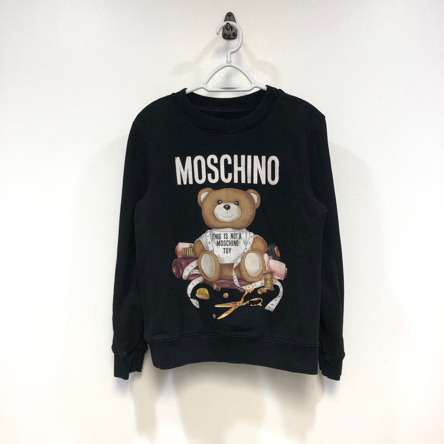 Moschino Black Teddy Bear Print Crew Neck Sweatshirt US 8