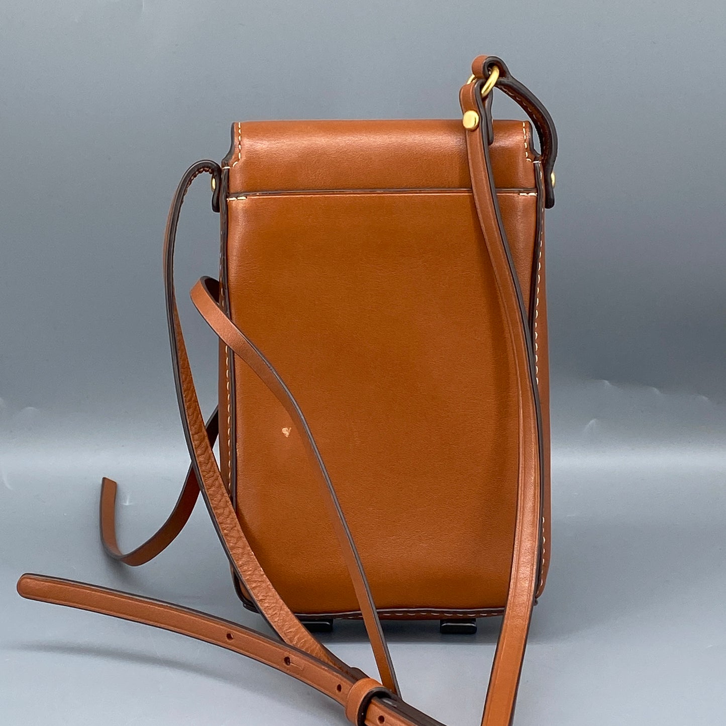 Tory Burch Caramel Smooth Leather Mini Phone Crossbody Bag