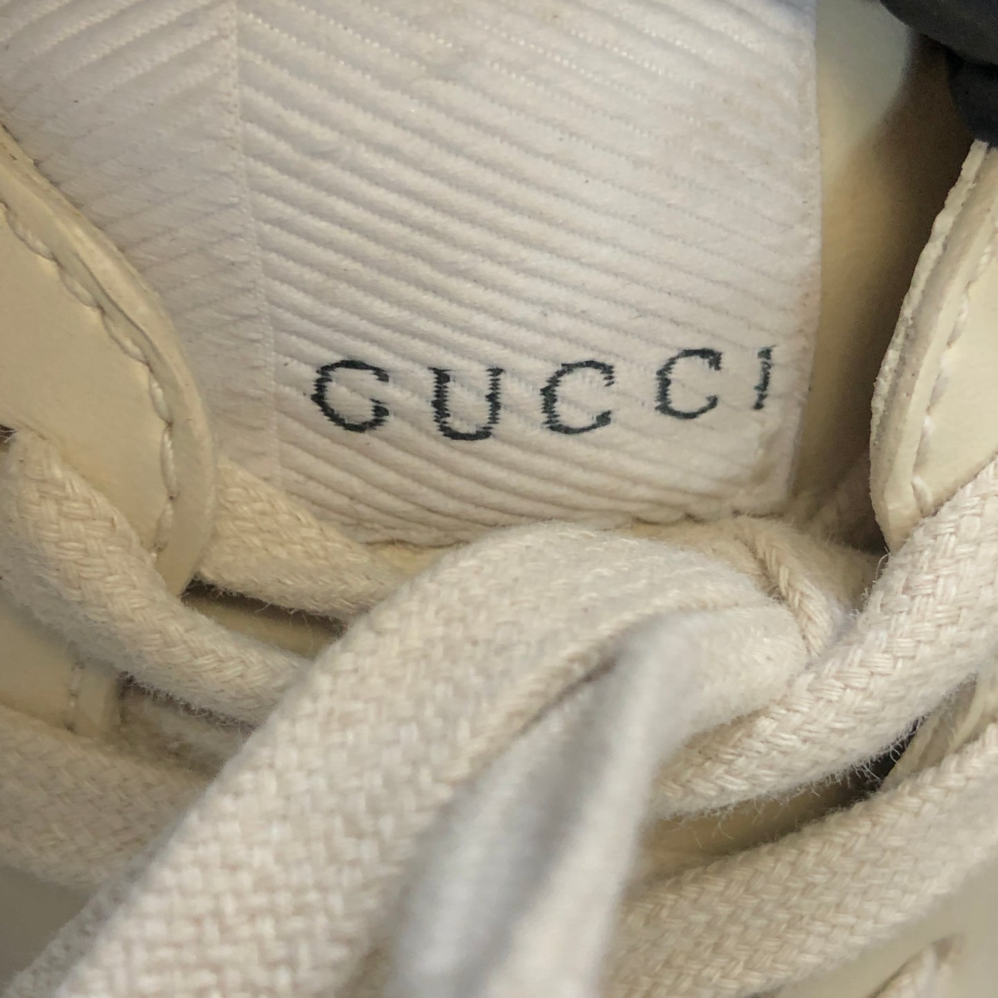 Gucci Rhyton Vintage Logo Leather Sneaker Shoes 36.5 Ivory