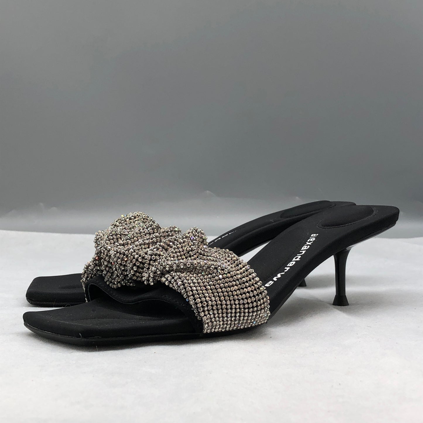 Alexander Wang Black Crystal Ruched Strap Mule Sandals Size 36