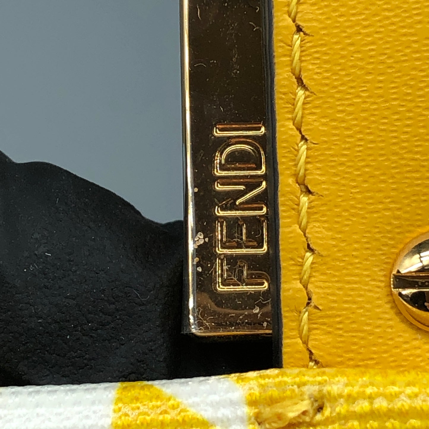 Fendi FF Vertigo Print Leather Baguette Shoulder Bag Yellow